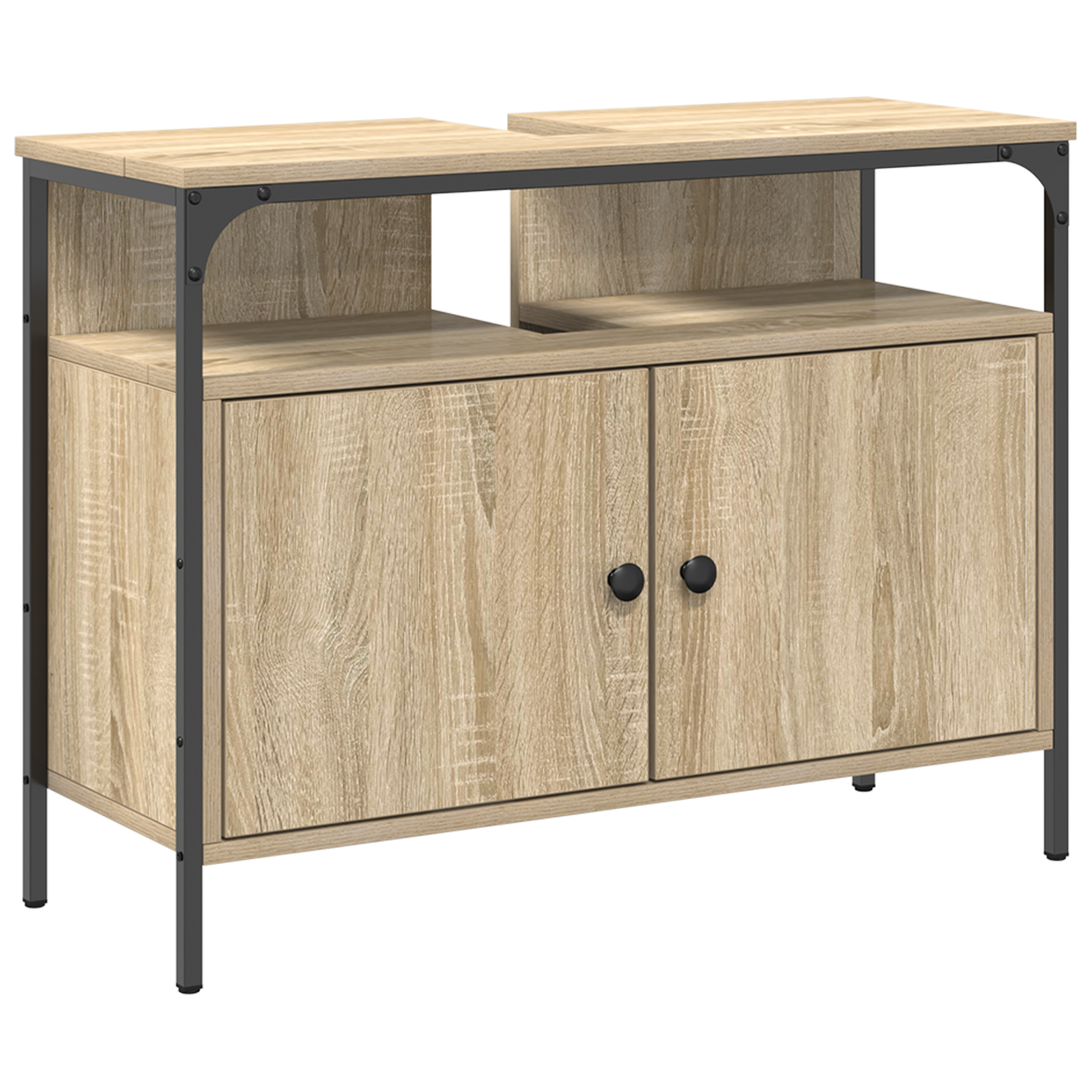 Baderomsmøbelsett Sonoma Eik med hylle Veggmontert dør med speil 3 st 80 x 30 x 60 cm