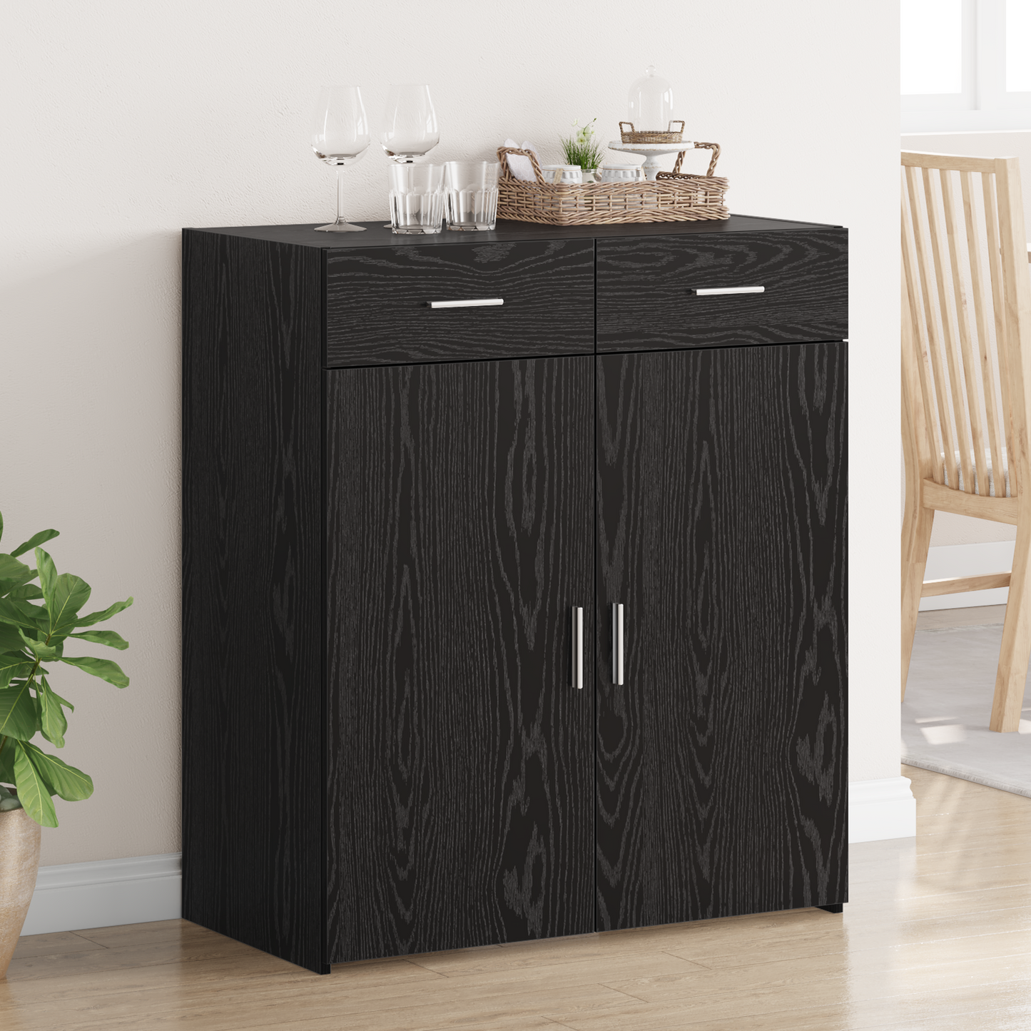 Skap Svart Eik 80x42.5x93.5 cm