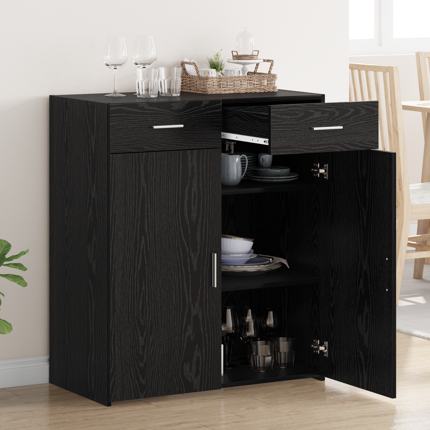 Skap Svart Eik 80x42.5x93.5 cm