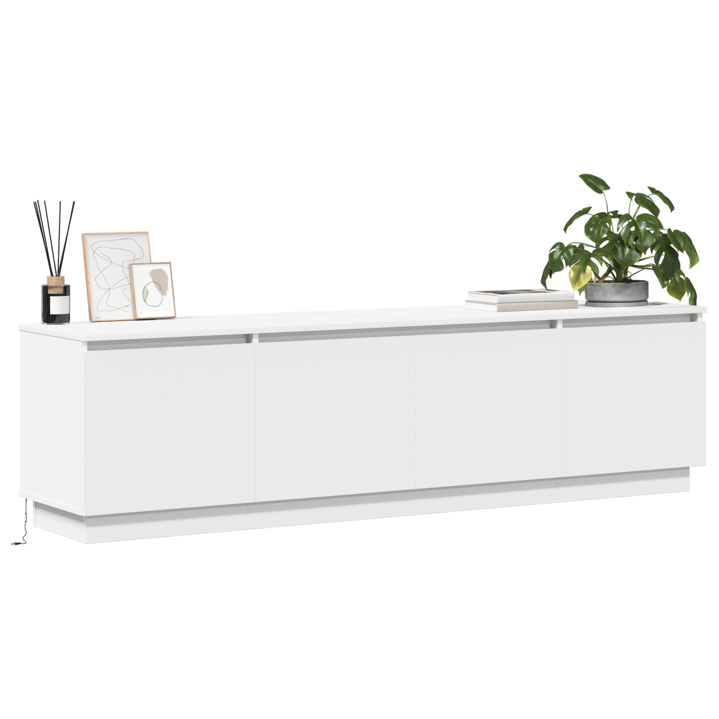 TV-Møbel Hvit TV-benk med LED 180x38x49 cm