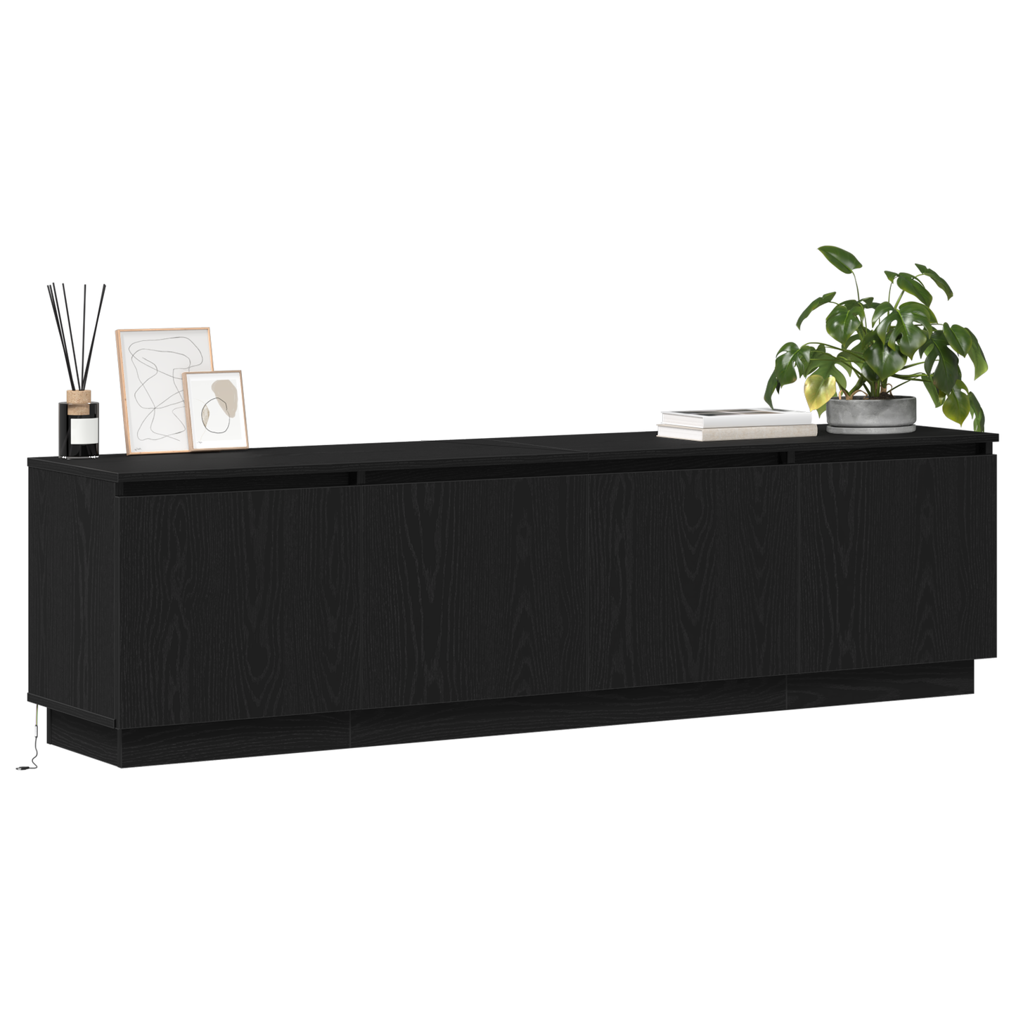 TV-Møbel Svart Eik TV-benk med LED 180x38x49 cm