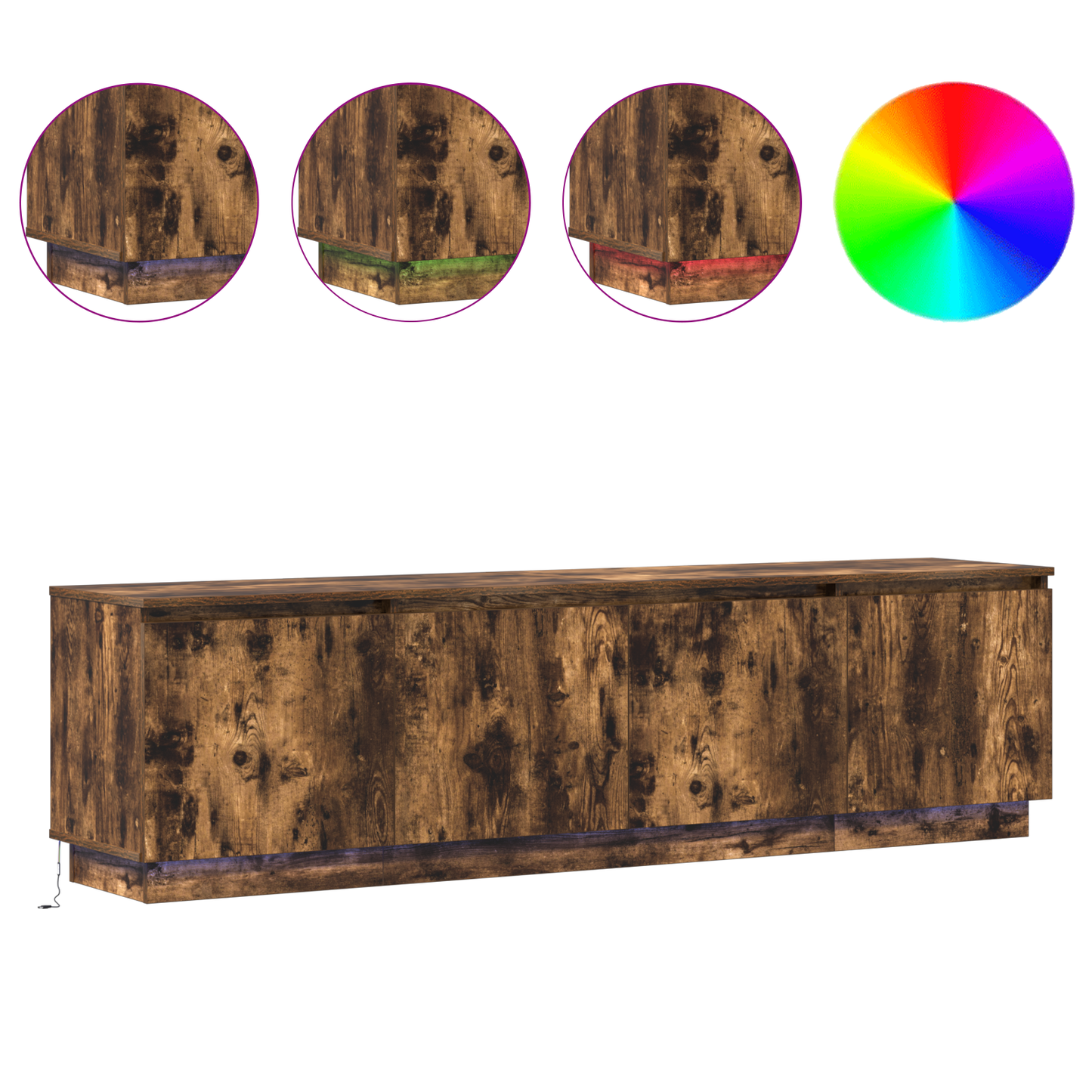 TV-Møbel Røkt Eik TV-skap med LED 180x38x49 cm