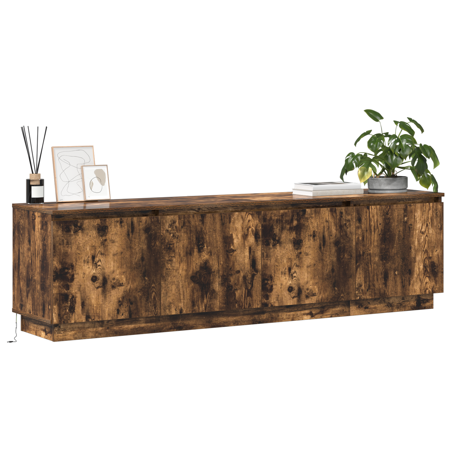 TV-Møbel Røkt Eik TV-skap med LED 180x38x49 cm