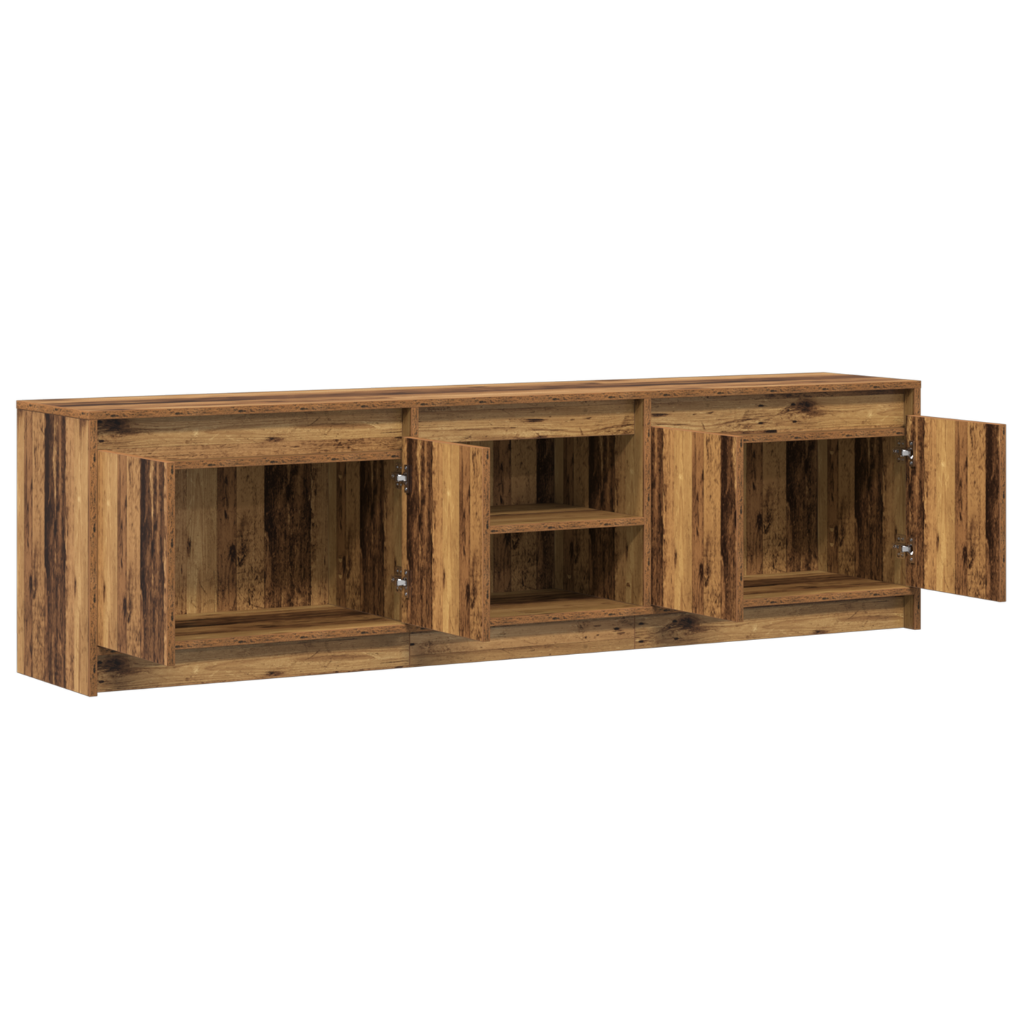 TV-Møbel Brun TV-skap med LED -stripelys med lagring med dør 180 x 34 x 50 cm