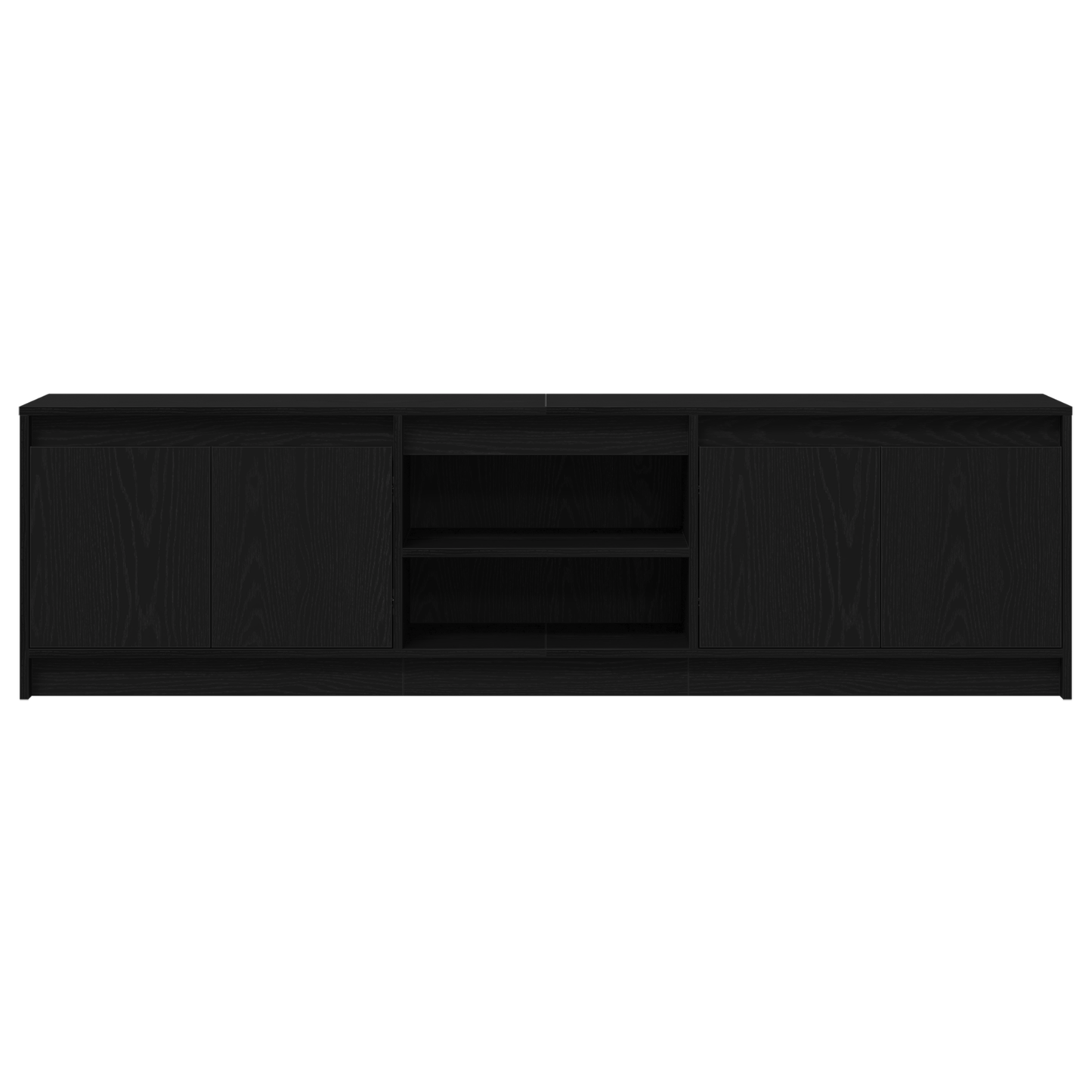 TV-Møbel Svart TV-skap med LED -stripelys med lagring med dør 182 x 34 x 50 cm