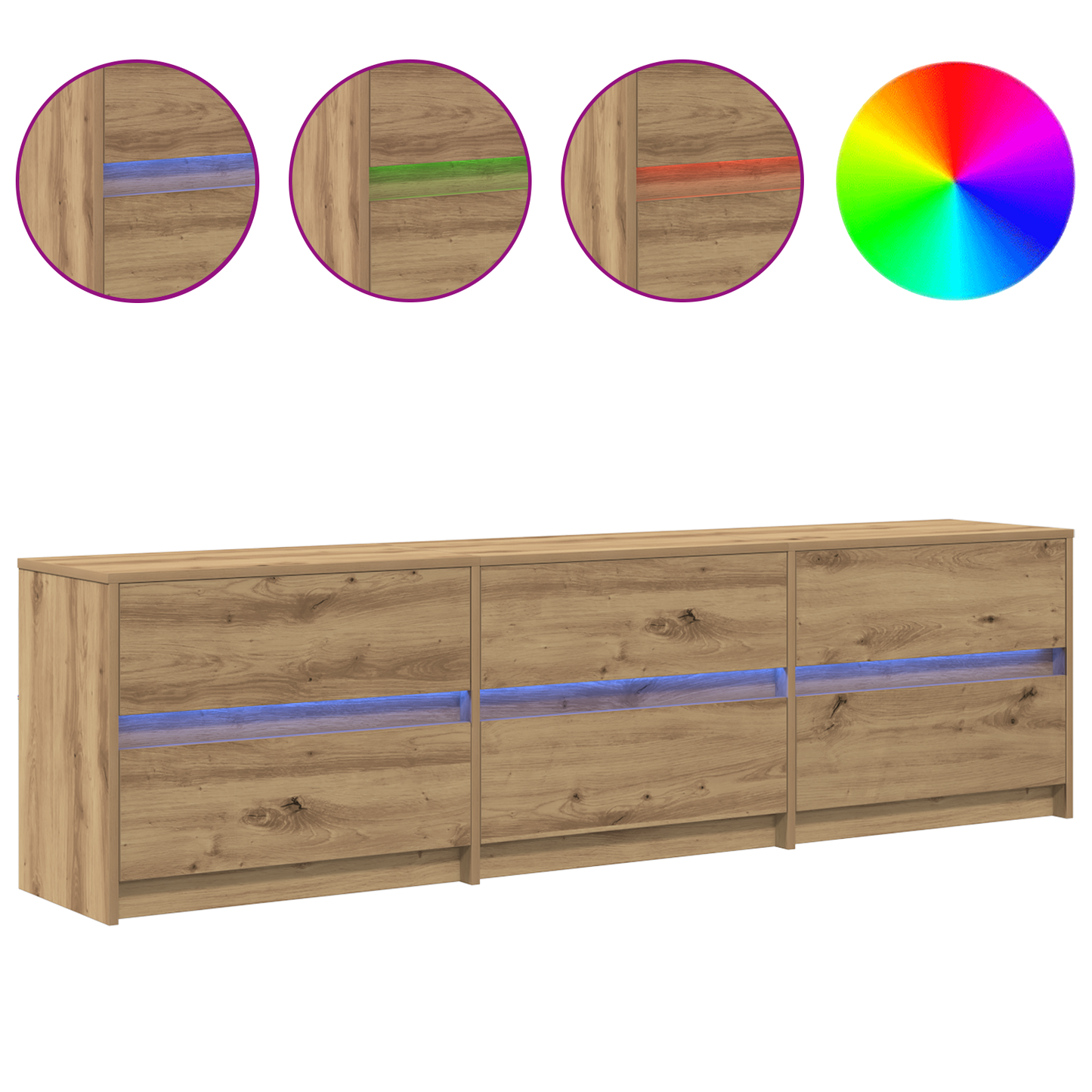 TV-Møbel Brun TV-skap 181 x 34 x 50 cm LED-lamper