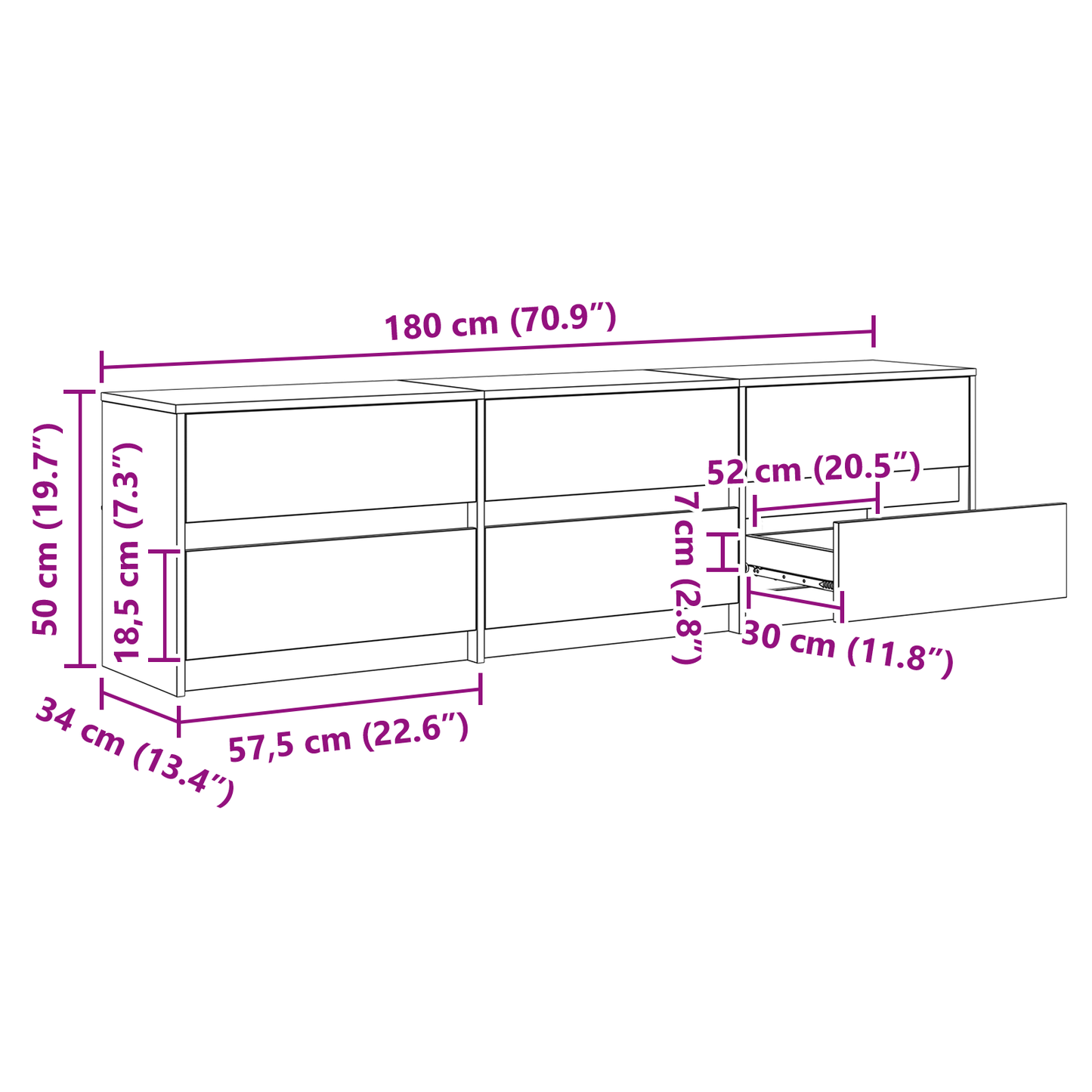 TV-Møbel Brun TV-skap 181 x 34 x 50 cm LED-lamper