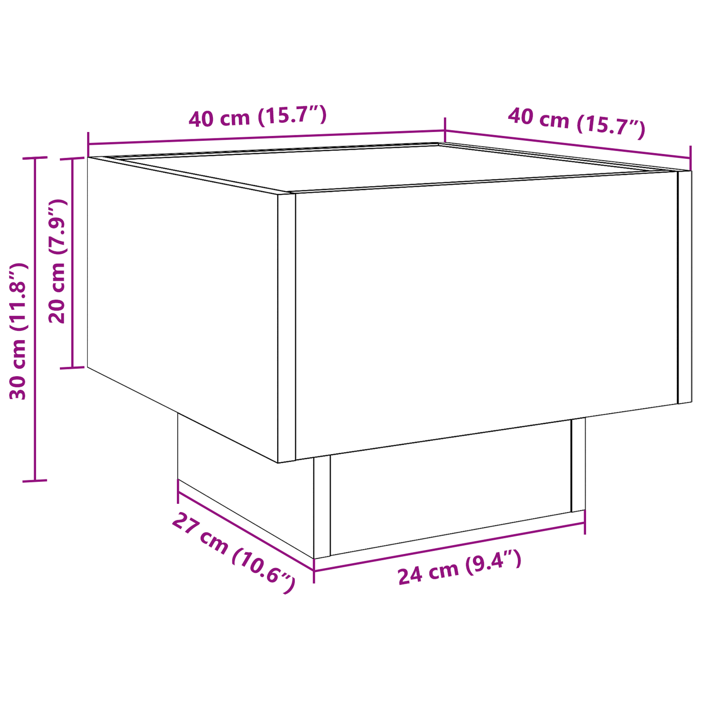 Skap Gammelt Tre 40 x 40 x 30 cm, Glass