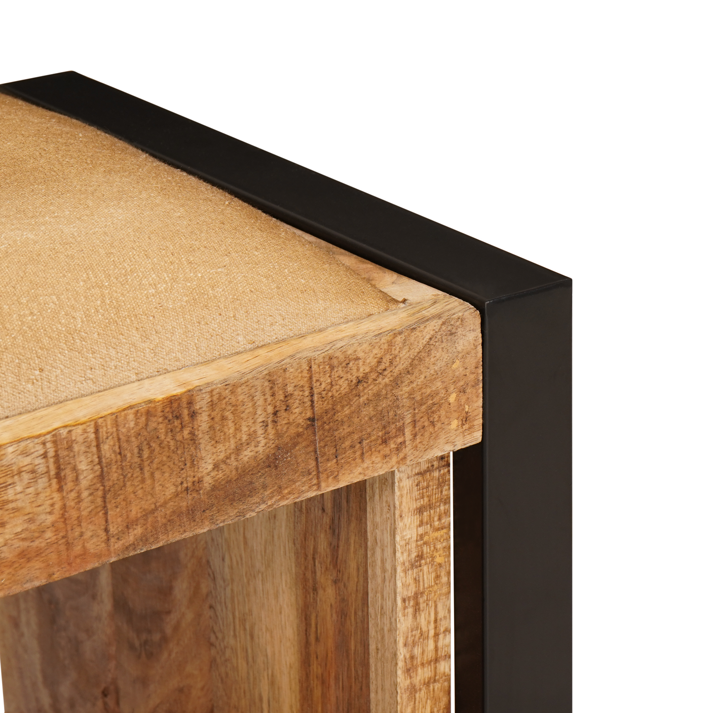 Oppbevaringsbenk med lerret 80x35x40 cm Solid Ru Mangotre