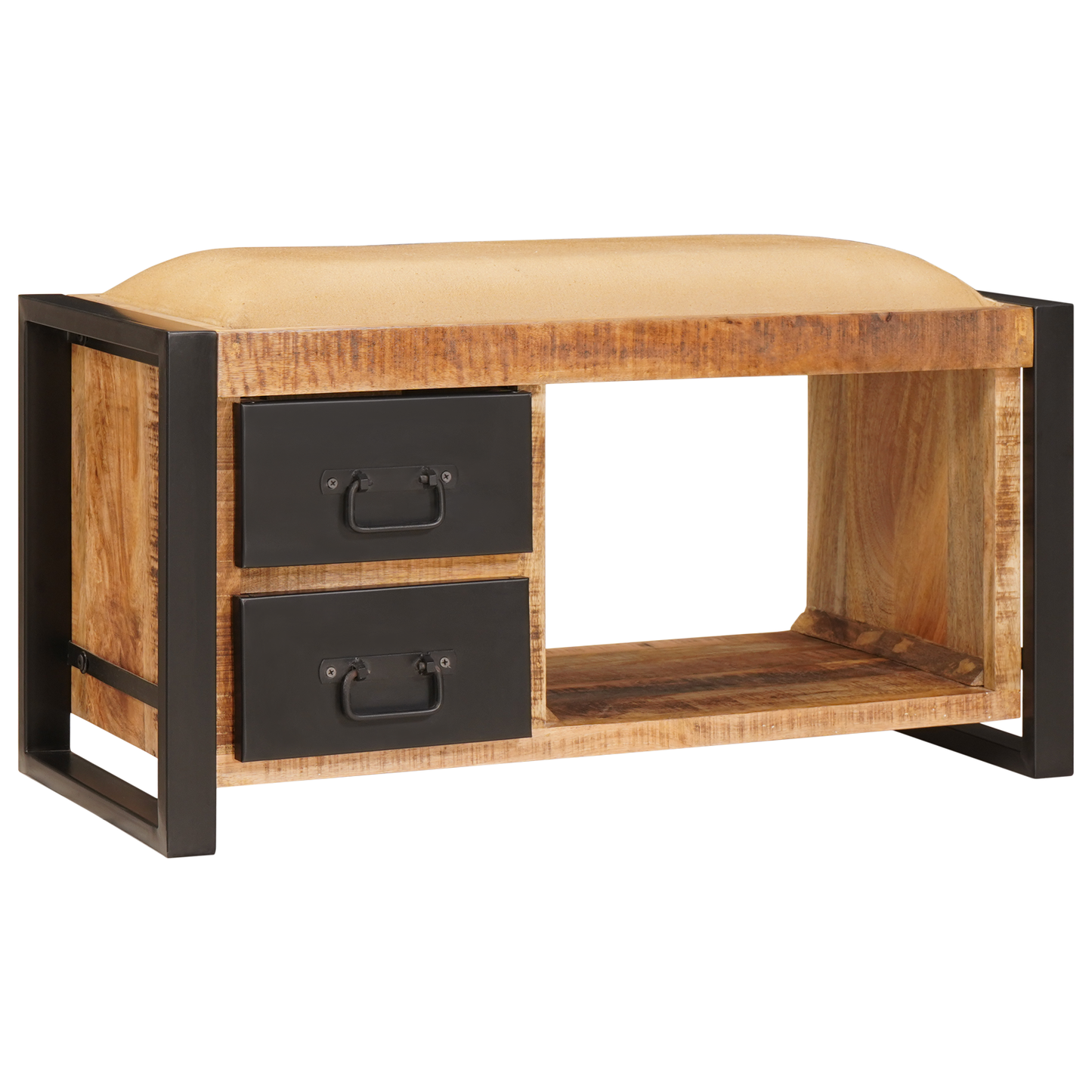 Oppbevaringsbenk med lerret 80x35x40 cm Solid Ru Mangotre