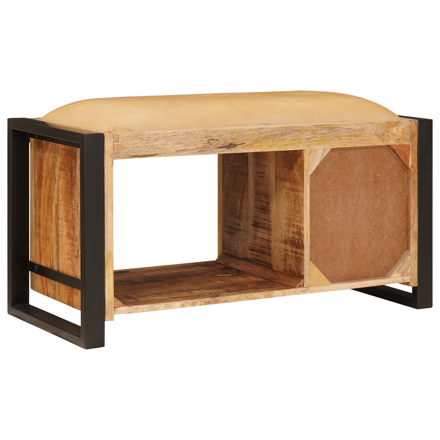 Oppbevaringsbenk med lerret 80x35x40 cm Solid Ru Mangotre