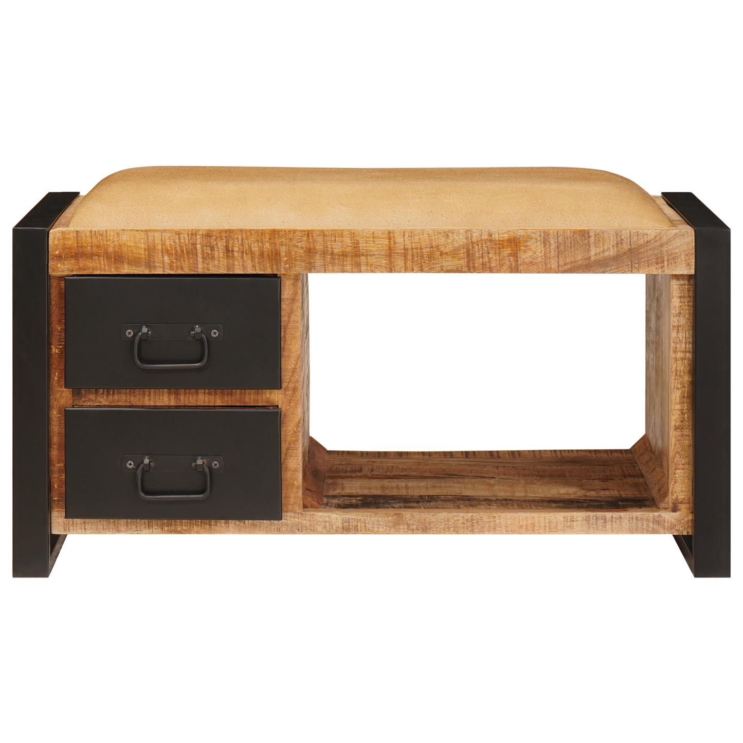 Oppbevaringsbenk med lerret 80x35x40 cm Solid Ru Mangotre