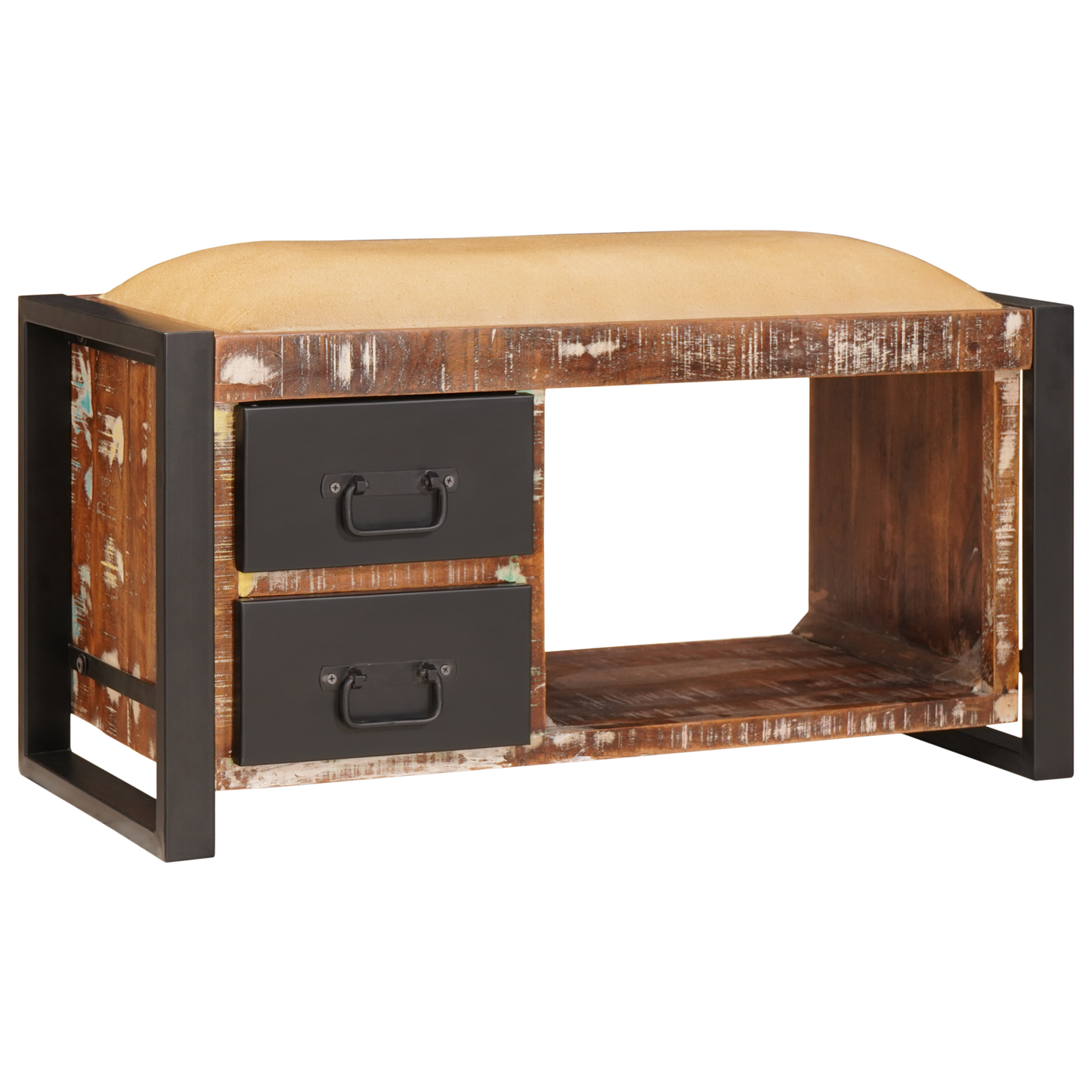 oppbevaringsbenk Flerfarget 80x35x40 cm Solid tre gjenvunnet