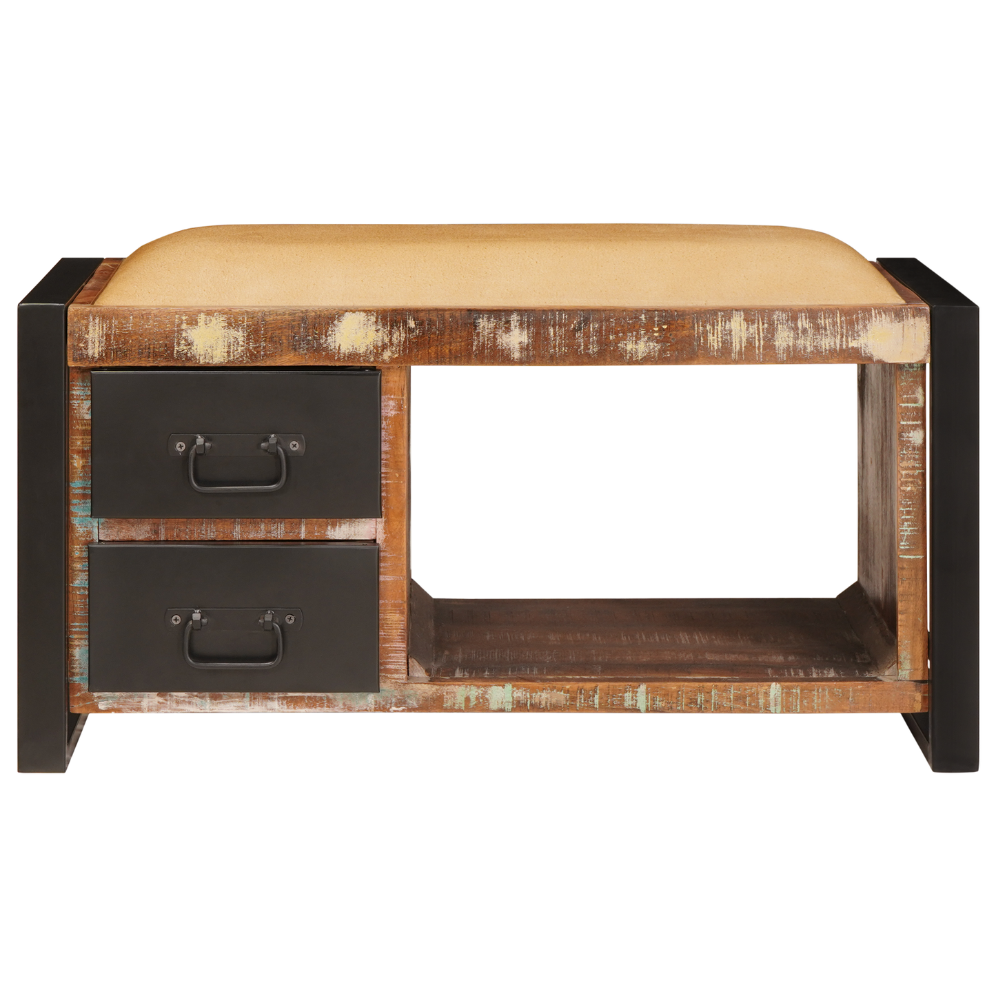 oppbevaringsbenk Flerfarget 80x35x40 cm Solid tre gjenvunnet