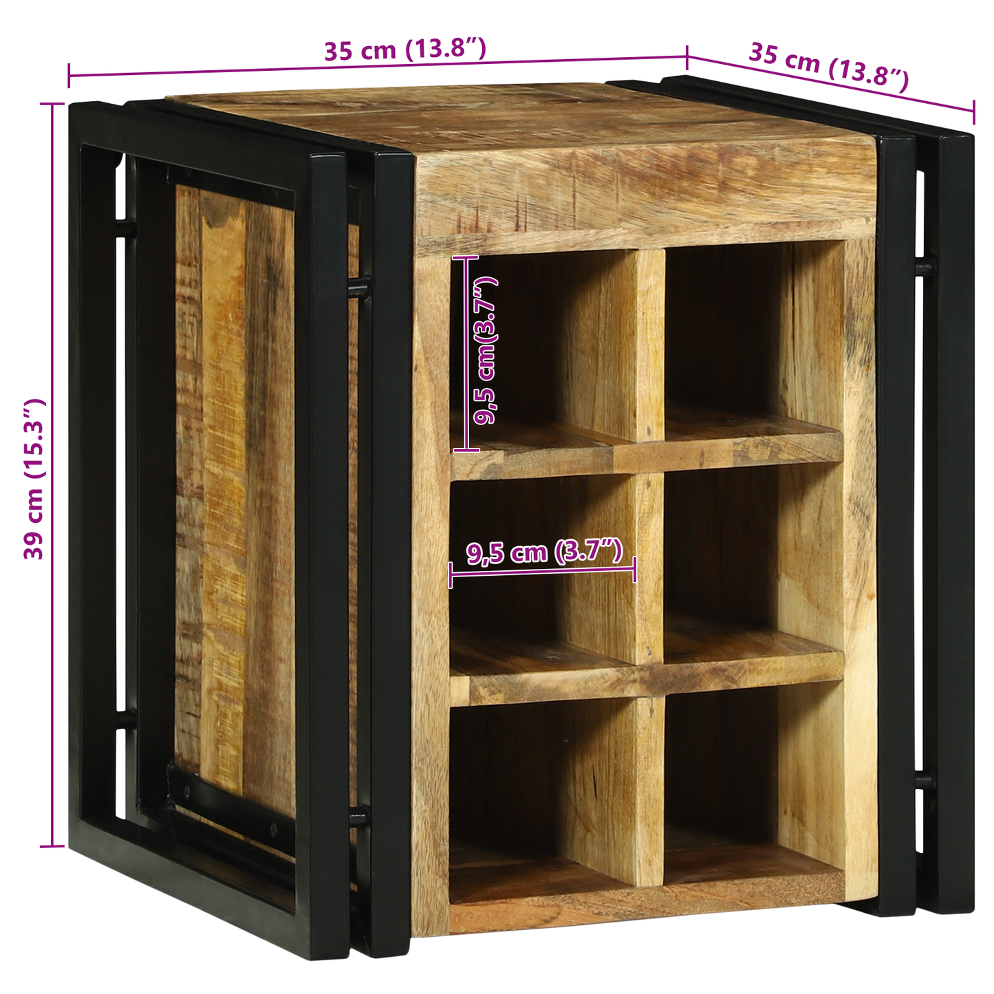Vinstativ Vinreol 34.5 x 35 x 39 cm Solid Tre Ruftig mangotre