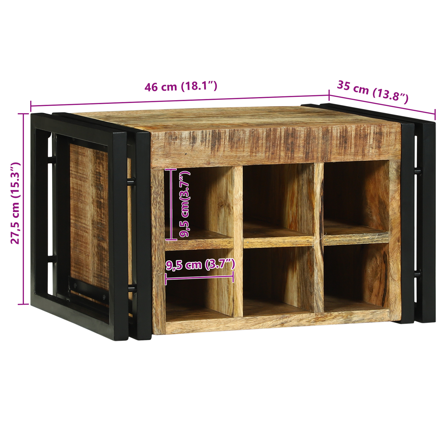 Vinstativ Vinreol 46x35x27.5 cm Solid Ru Mangotre