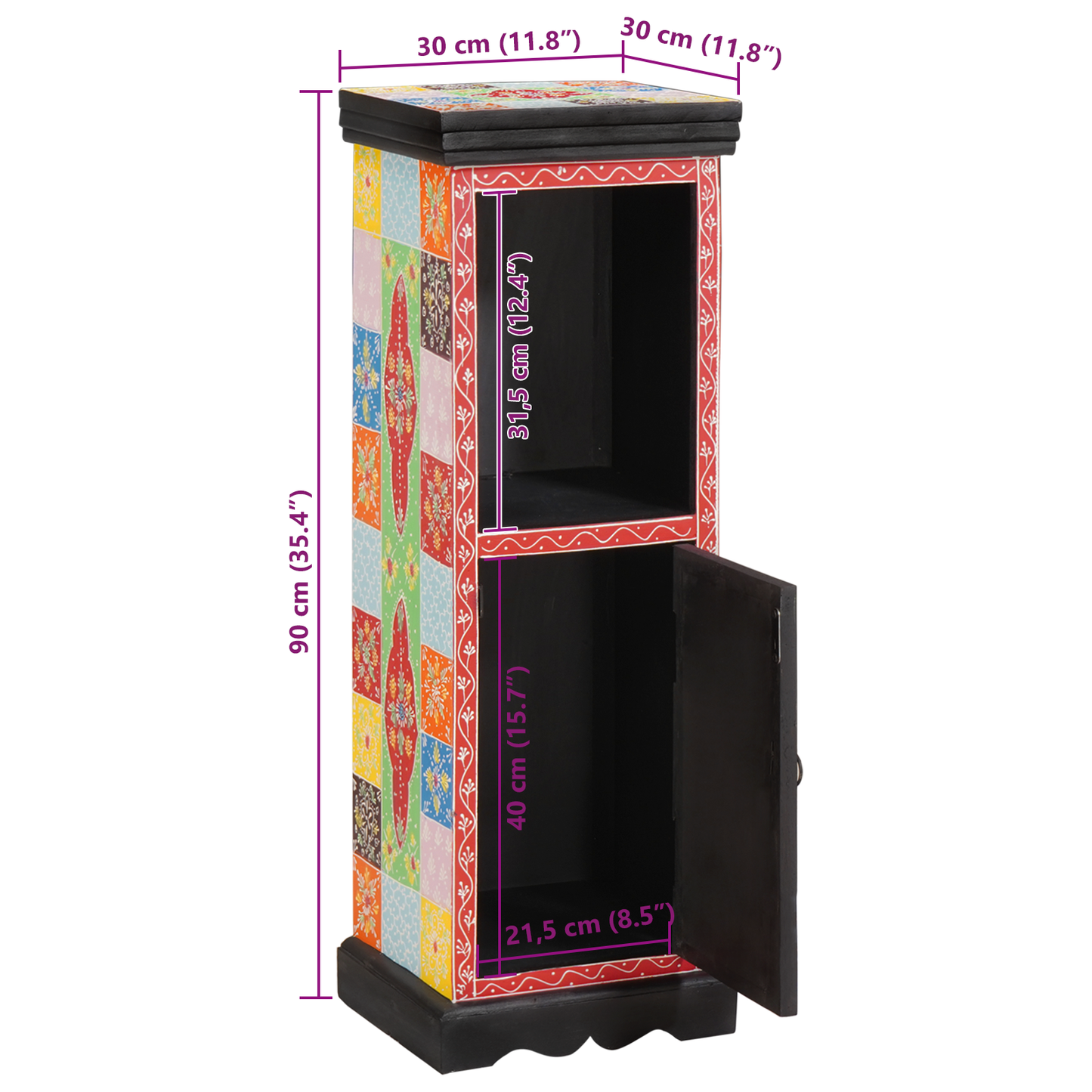 Skap Tre 30x30x90 cm Solid Tre Mango