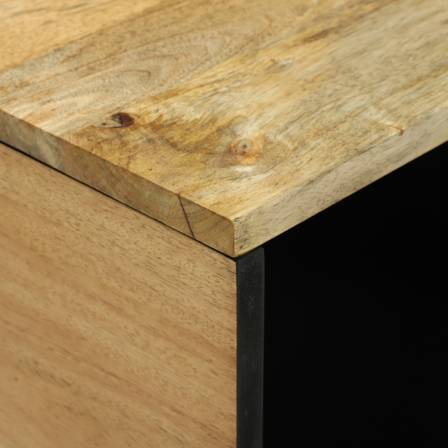 Salongbord Sofabord Tre med hylle Geometrisk med lagring med dør Brun 80 x 50 x 40 cm heltre mango