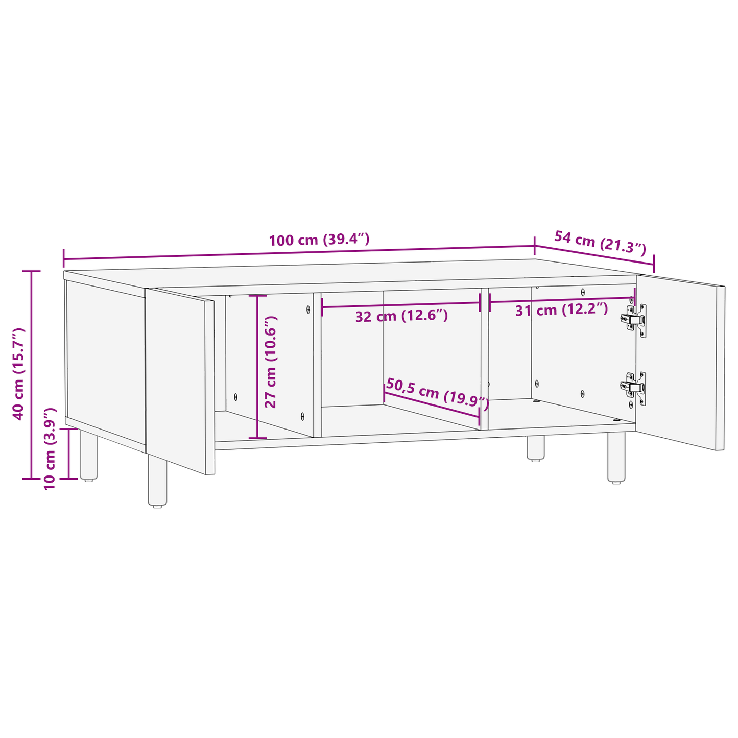 Salongbord Sofabord Tre 100x54x40 cm massivt mangotre