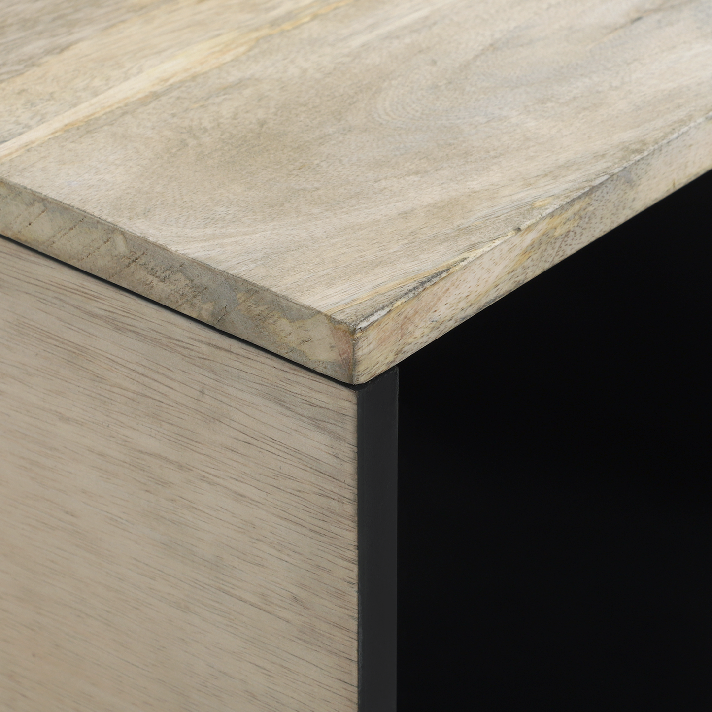 Salongbord Sofabord Hvit Svart 80 x 50 x 40 cm Massiv mango tre