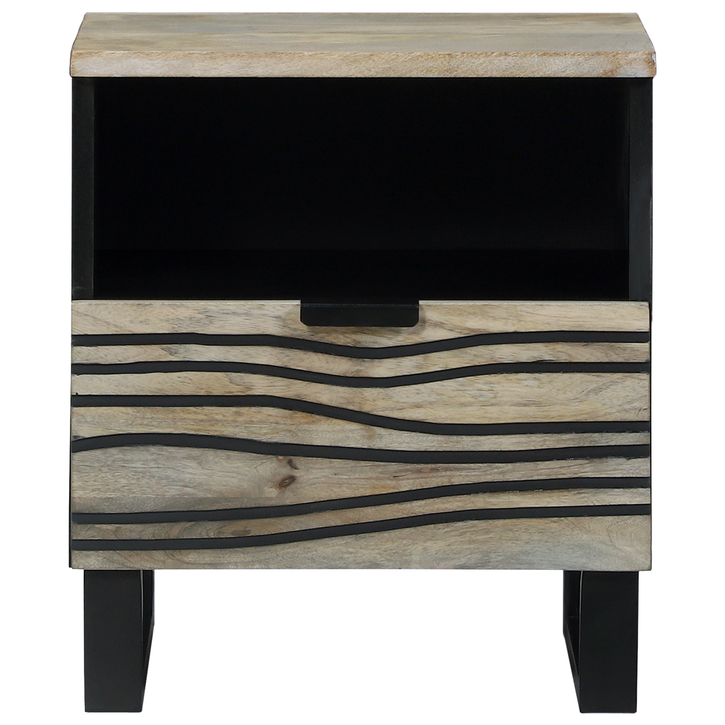 Nattbord Sengbord Hvit med skuff Svart 40 x 33 x 46 cm