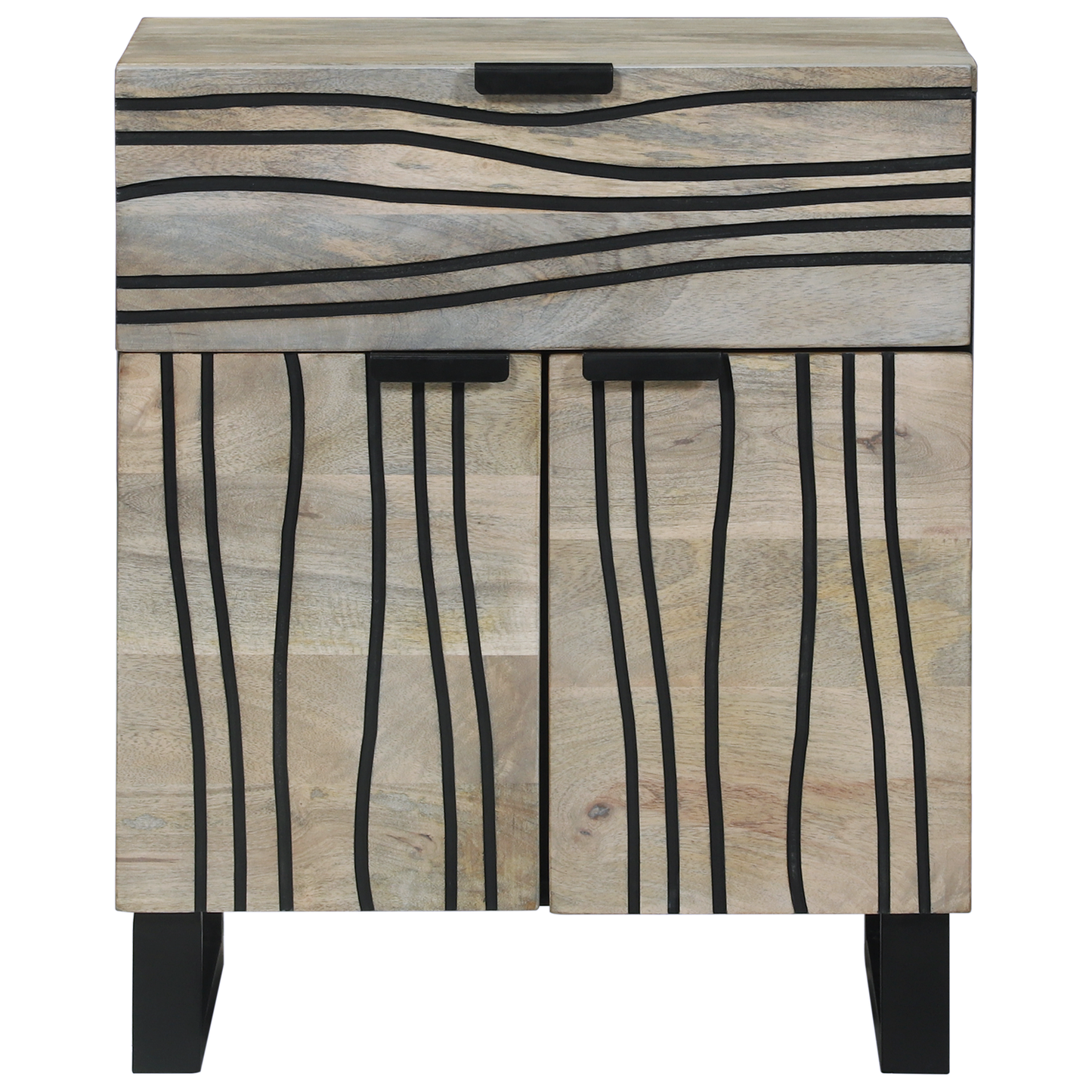 Nattbord Sengbord Hvit med skuff Svart 50 x 33 x 60 cm