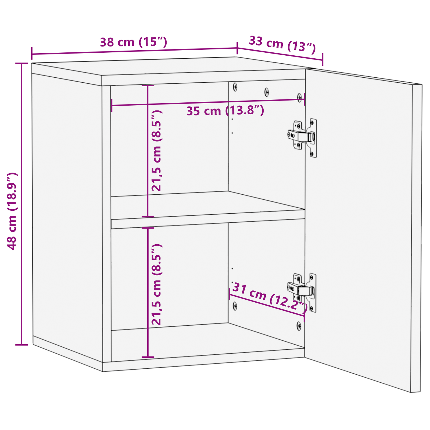 Bad Hengekabinett - 38x33.5x48 cm av Massivt Tre