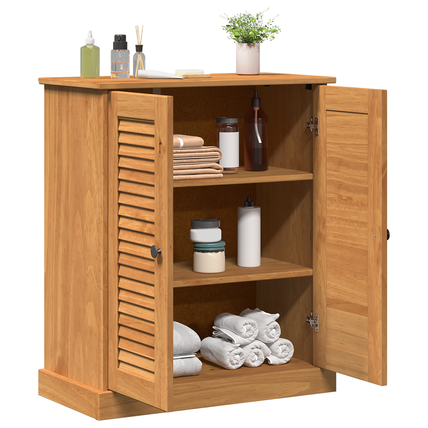 Baderomsskap honningbrun 68 x 34 x 80 cm Heltre furu