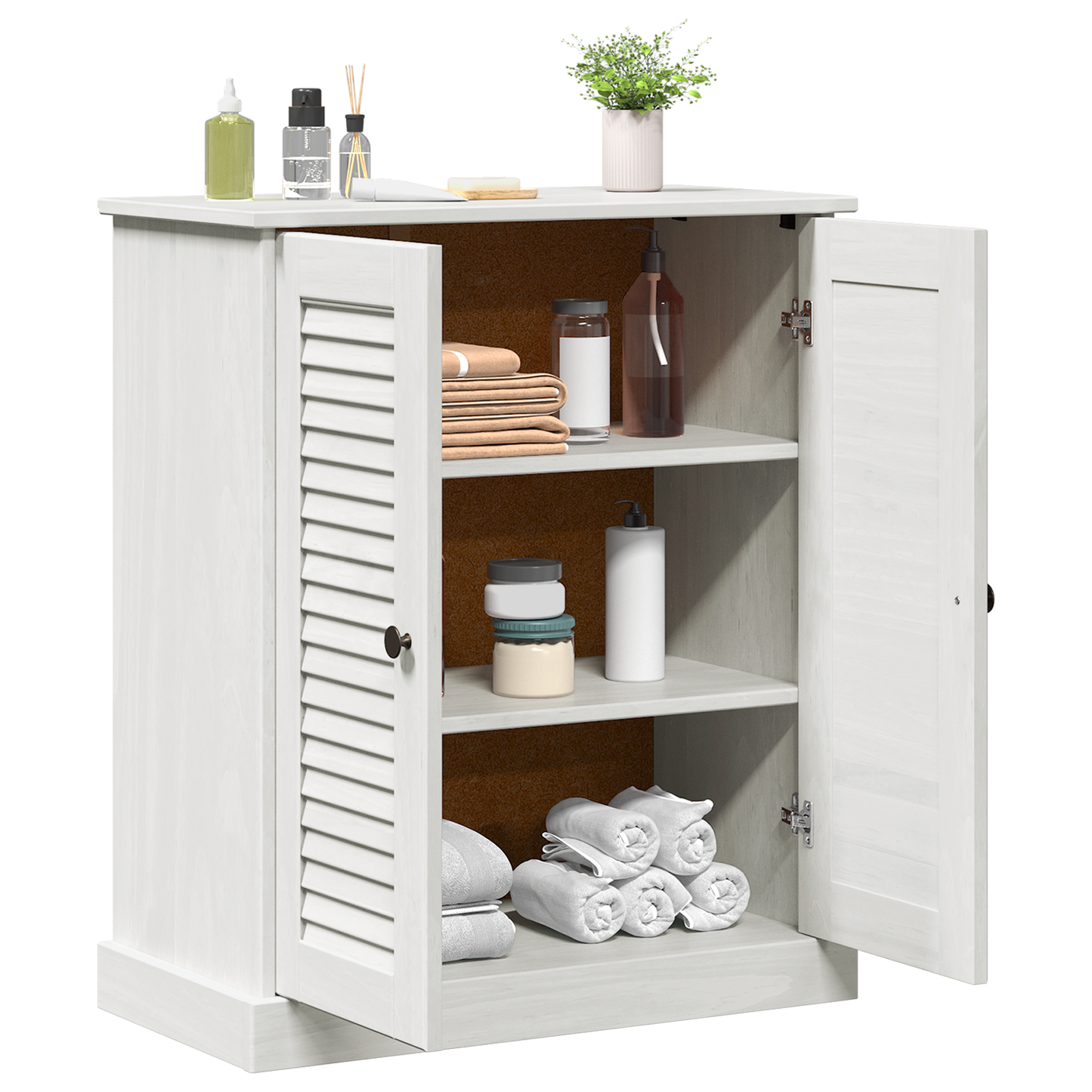 Baderomsskap med lagring Hvit 68 x 34 x 80 cm Heltre furu