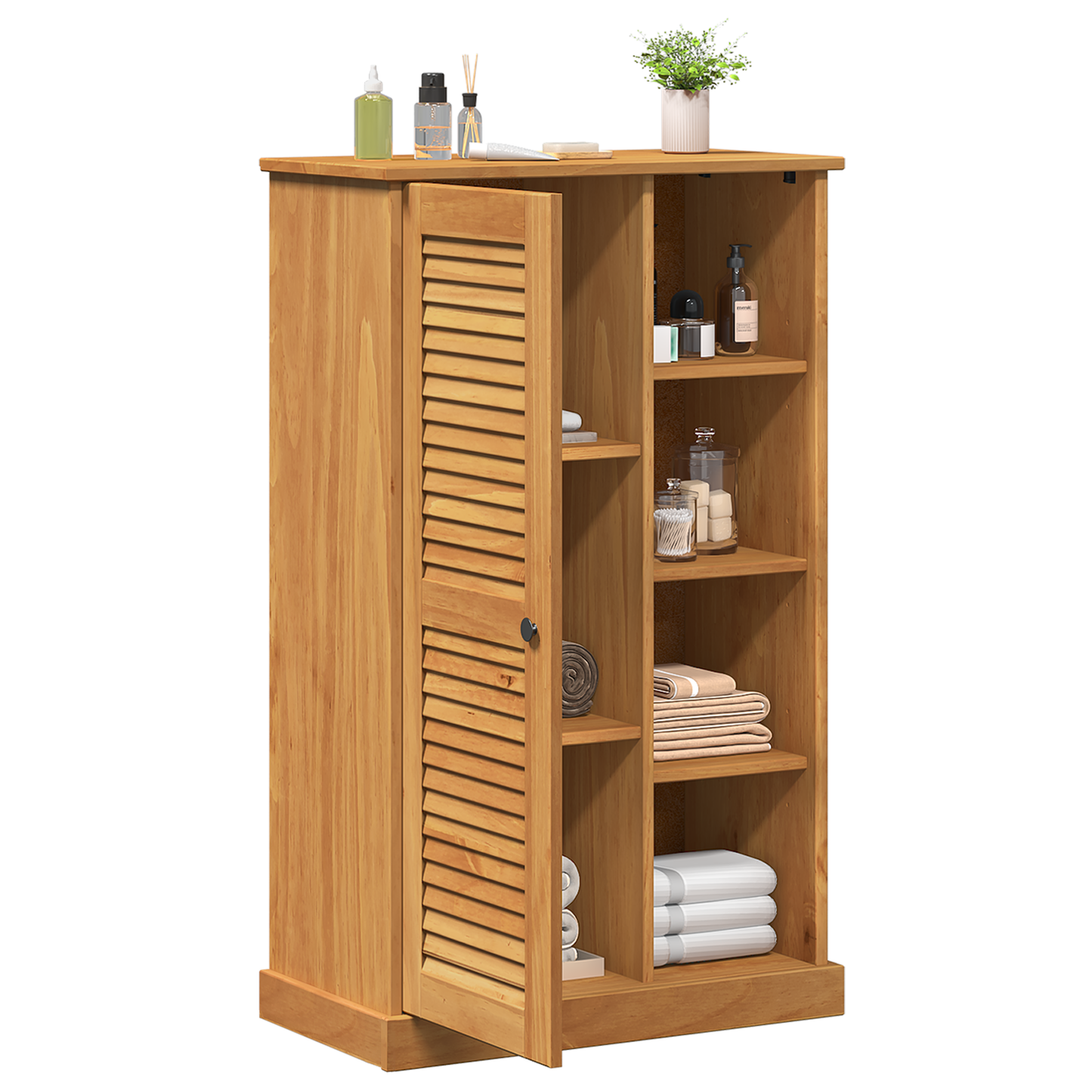 Baderomsskap honningbrun 68 x 34 x 110 cm Heltre furu