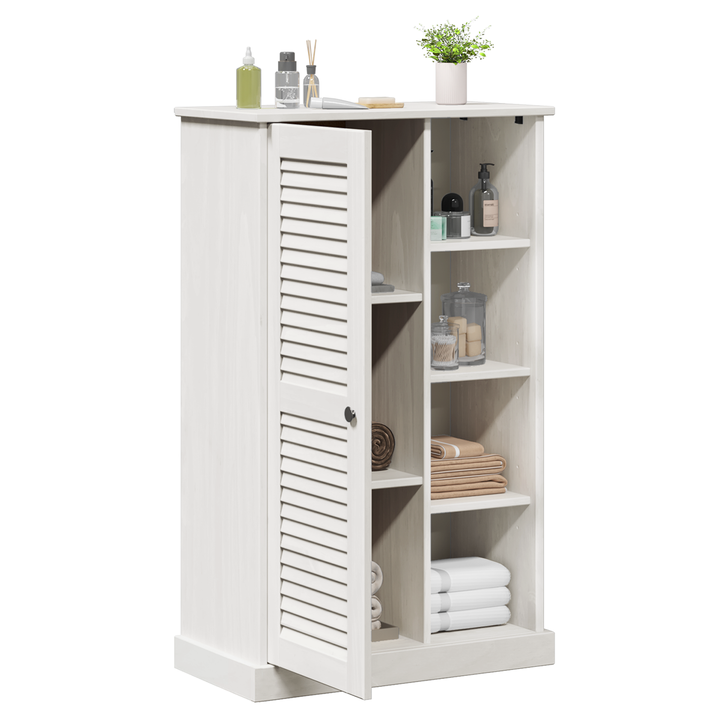 Baderomsskap med lagring Hvit 68 x 34 x 110 cm Heltre furu
