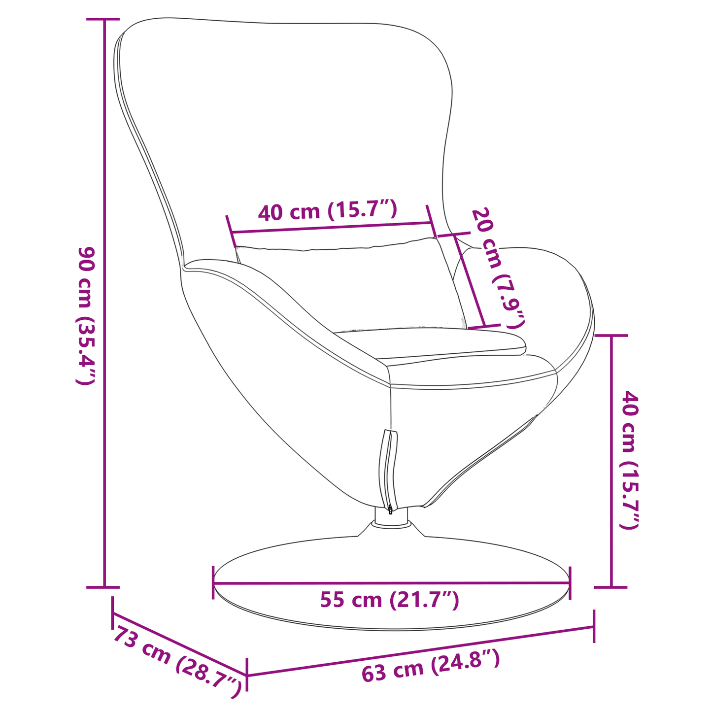 Lenestol Blå Egg Stol Fløyel