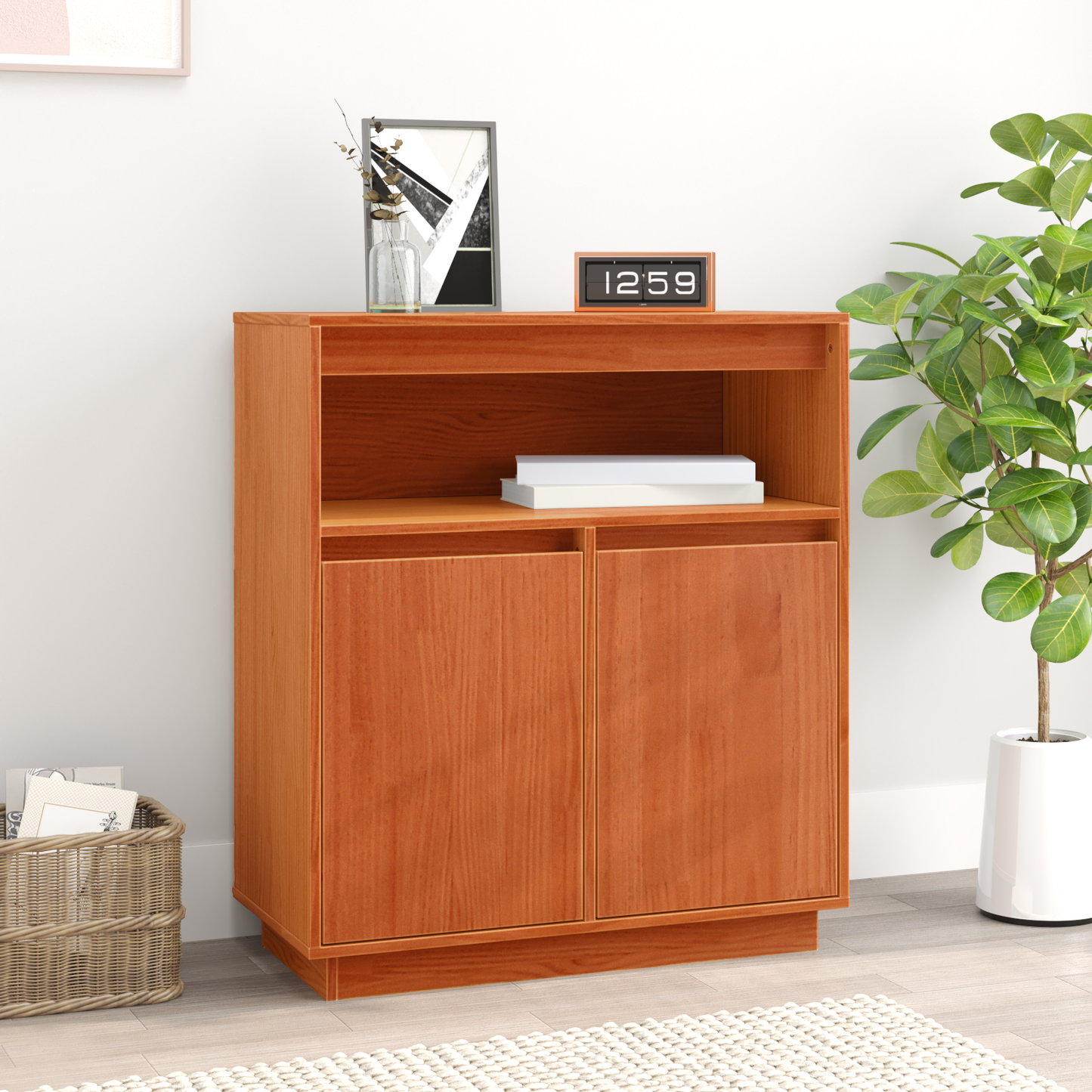 Skjenk Brun Voksbrun 70 x 34 x 80 cm Heltre furu