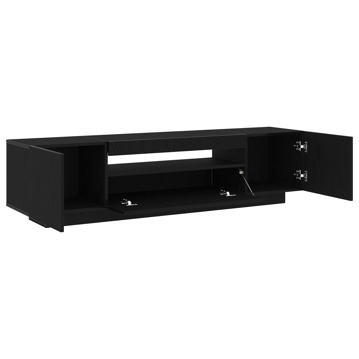 TV-Møbel Svart Eik TV-benk med LED-lys 160x35x40 cm,