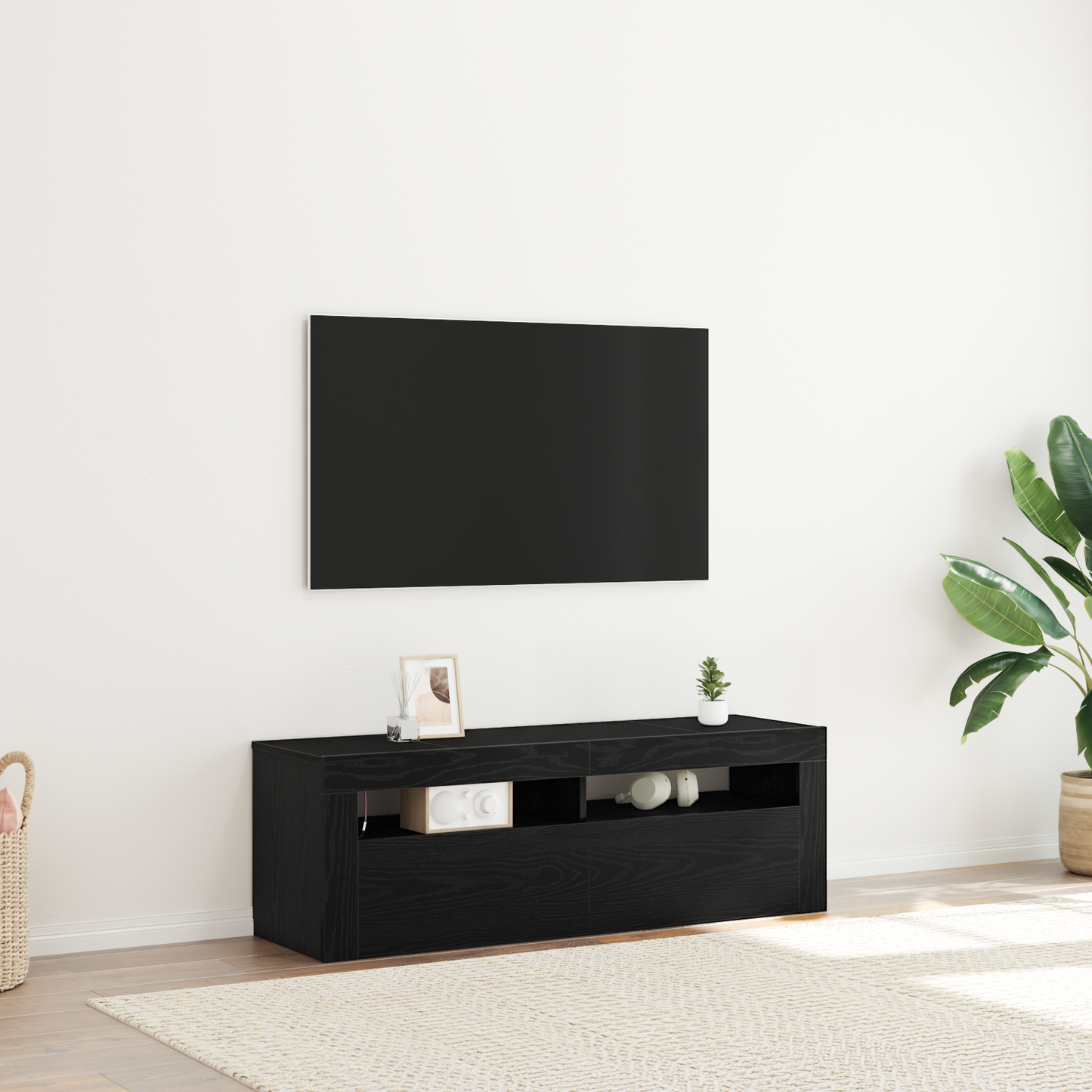 TV-Møbel Svart Eik TV-benk med LED 120x35x40 cm