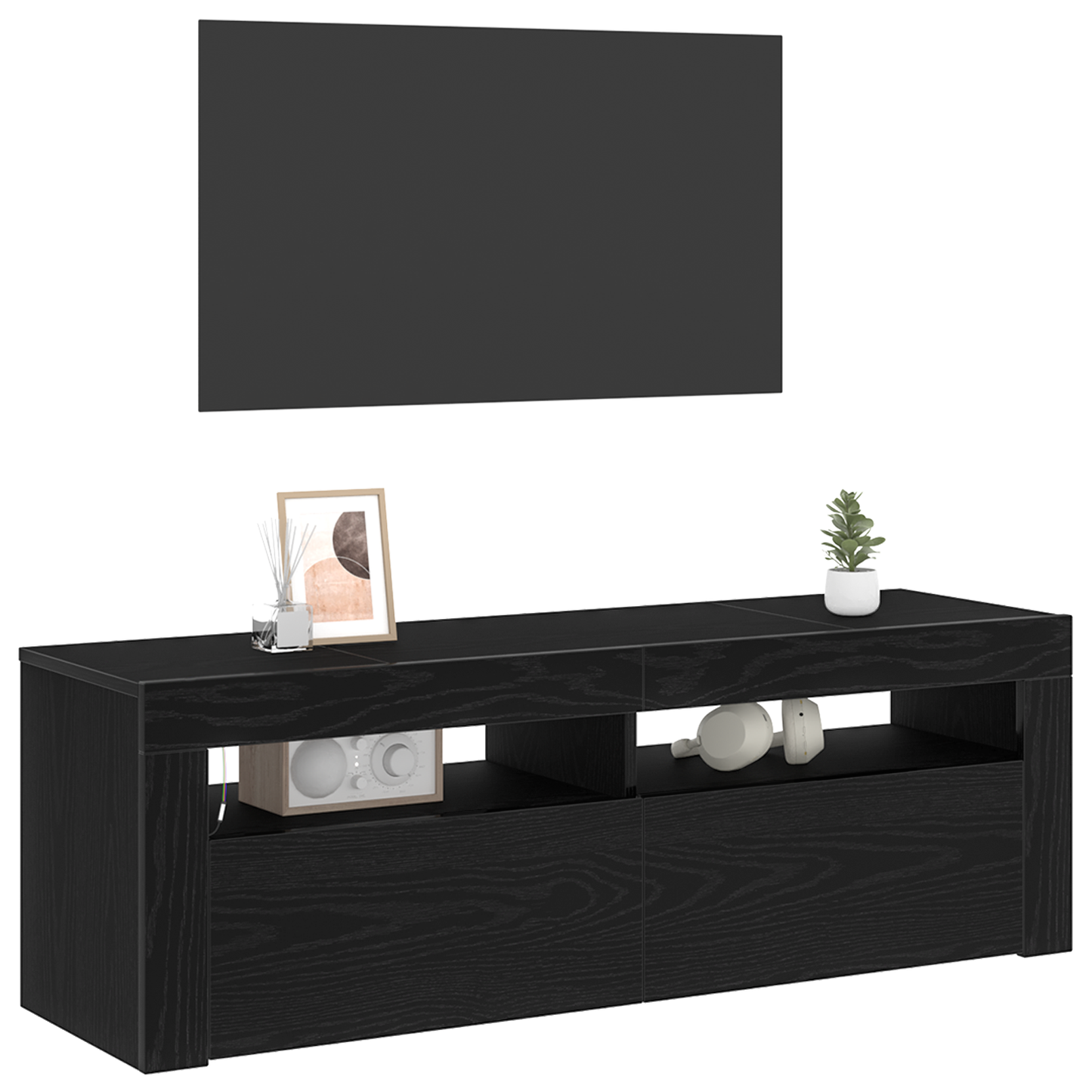 TV-Møbel Svart Eik TV-benk med LED 120x35x40 cm