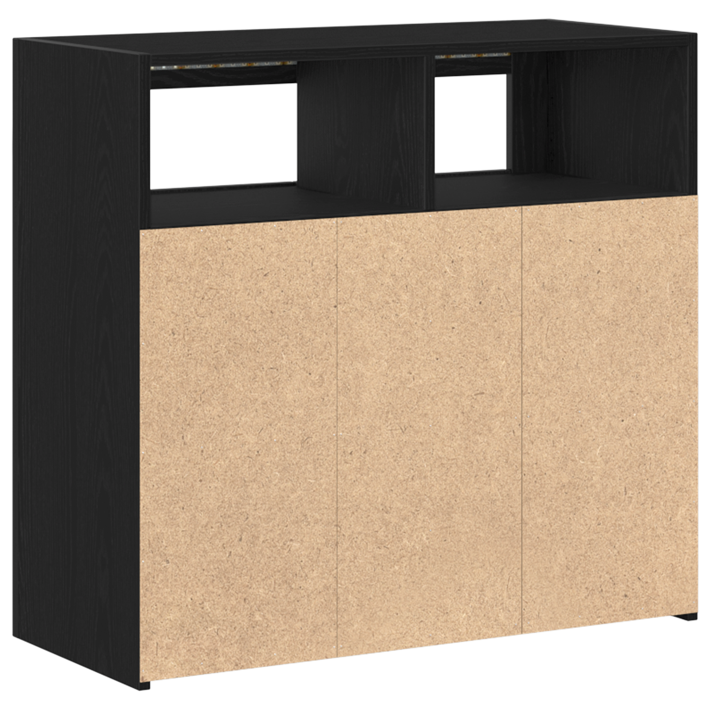 Skjenk Svart Eik med LED-lamper 80x35x75 cm,