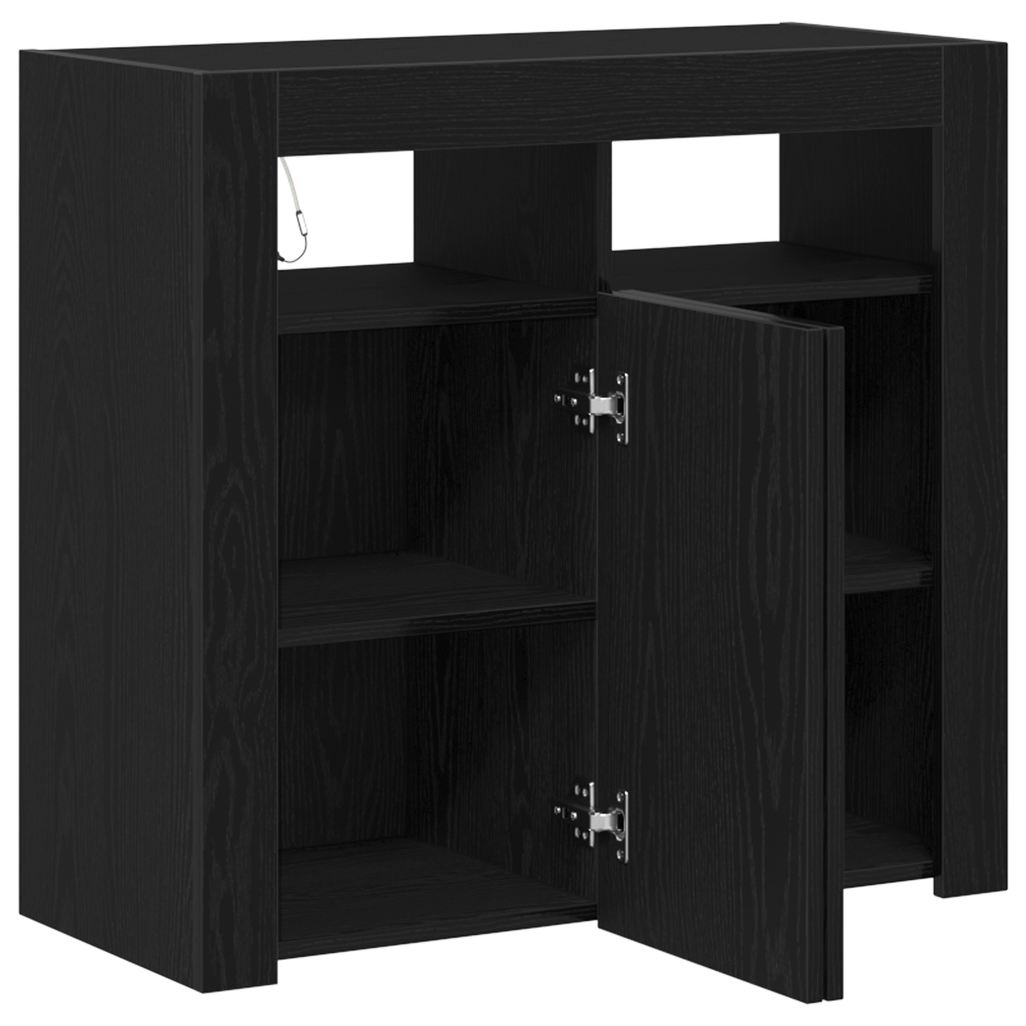 Skjenk Svart Eik med LED-lamper 80x35x75 cm,