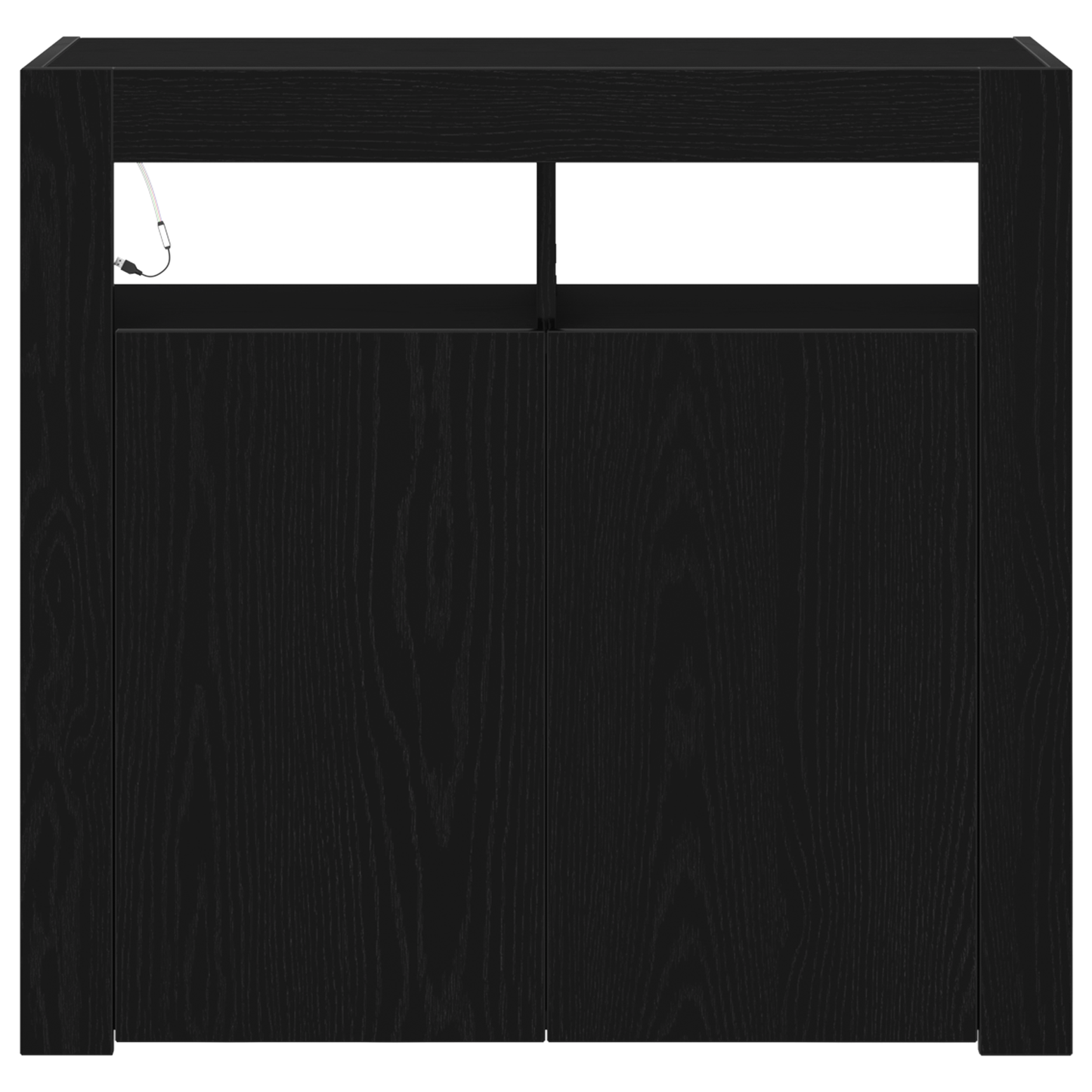 Skjenk Svart Eik med LED-lamper 80x35x75 cm,