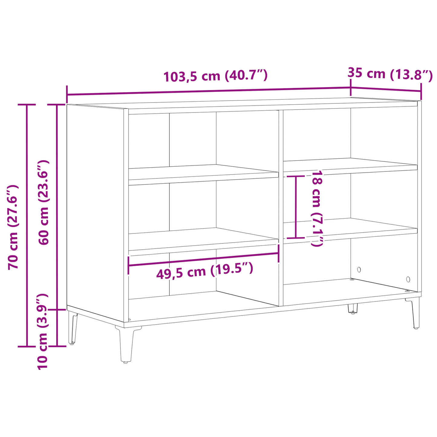 Skap Svart Eik 103,5x35x70 cm