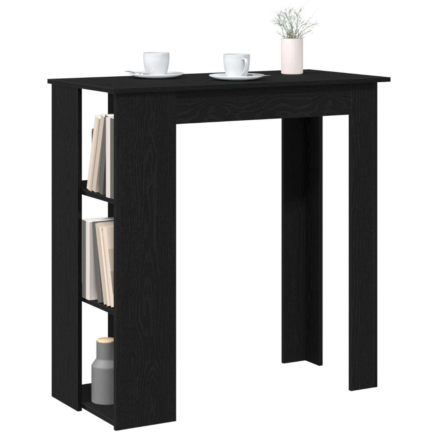 Barbord med hylle - Svart eik, 102x50x103,5 cm, Laget av konstruert tre
