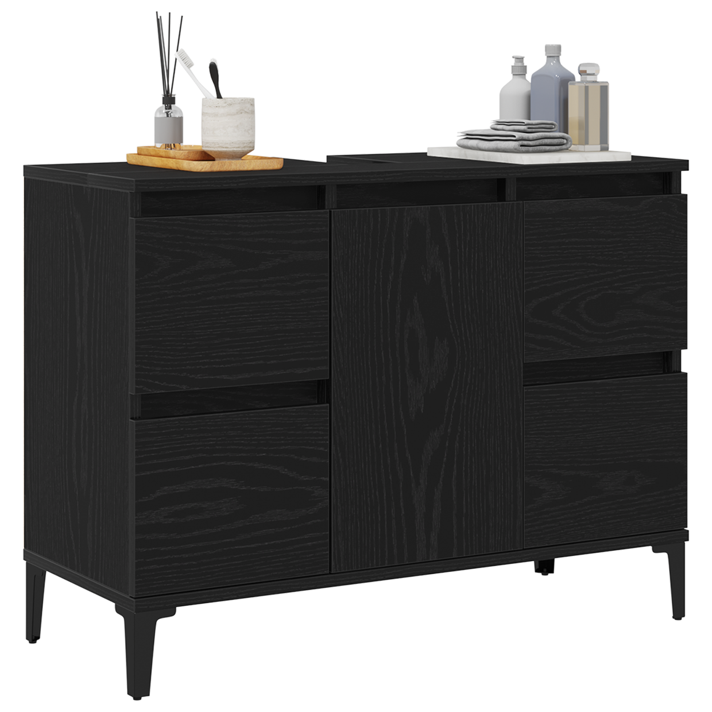 Baderomsskap i Svart Eik 80x33x60 cm Laget av Konstruert Tre