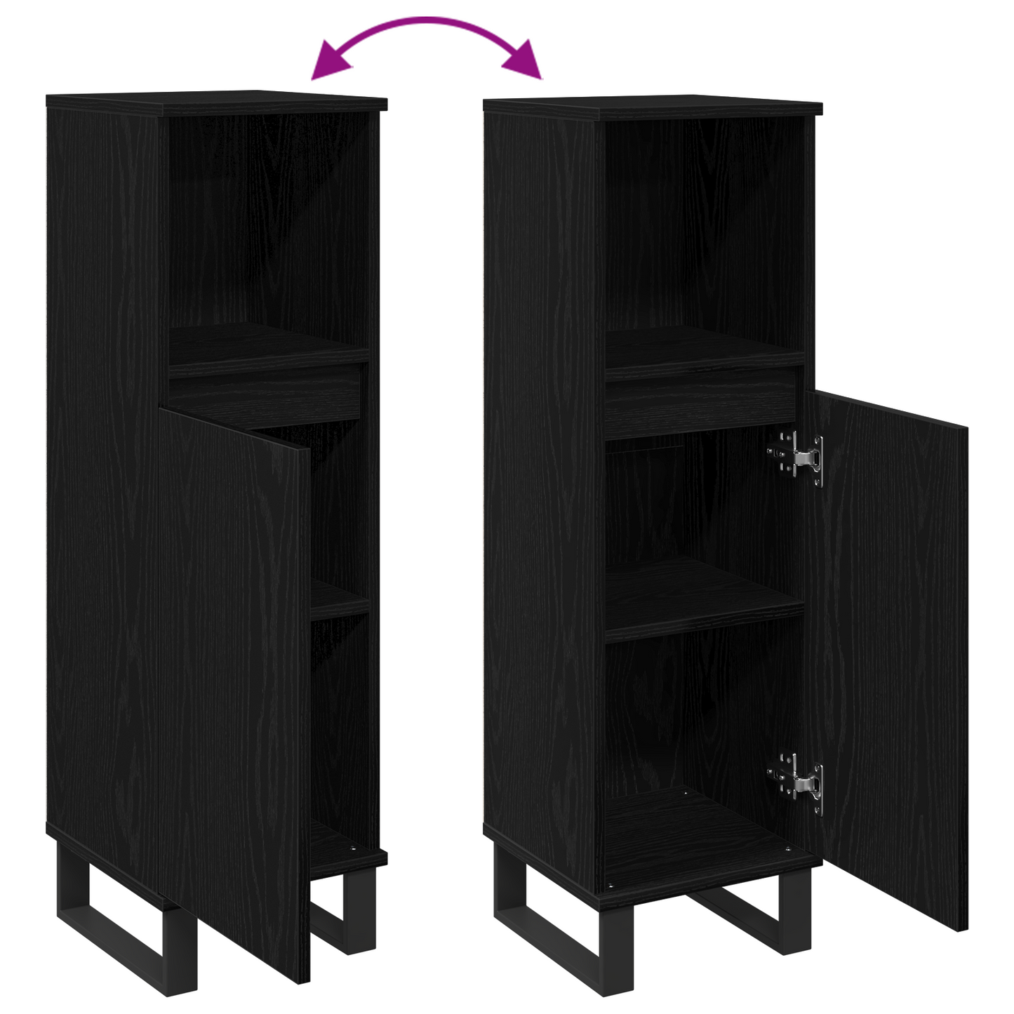 Baderomsskap Svart Eik 30x30x100 cm Konstruert Tre