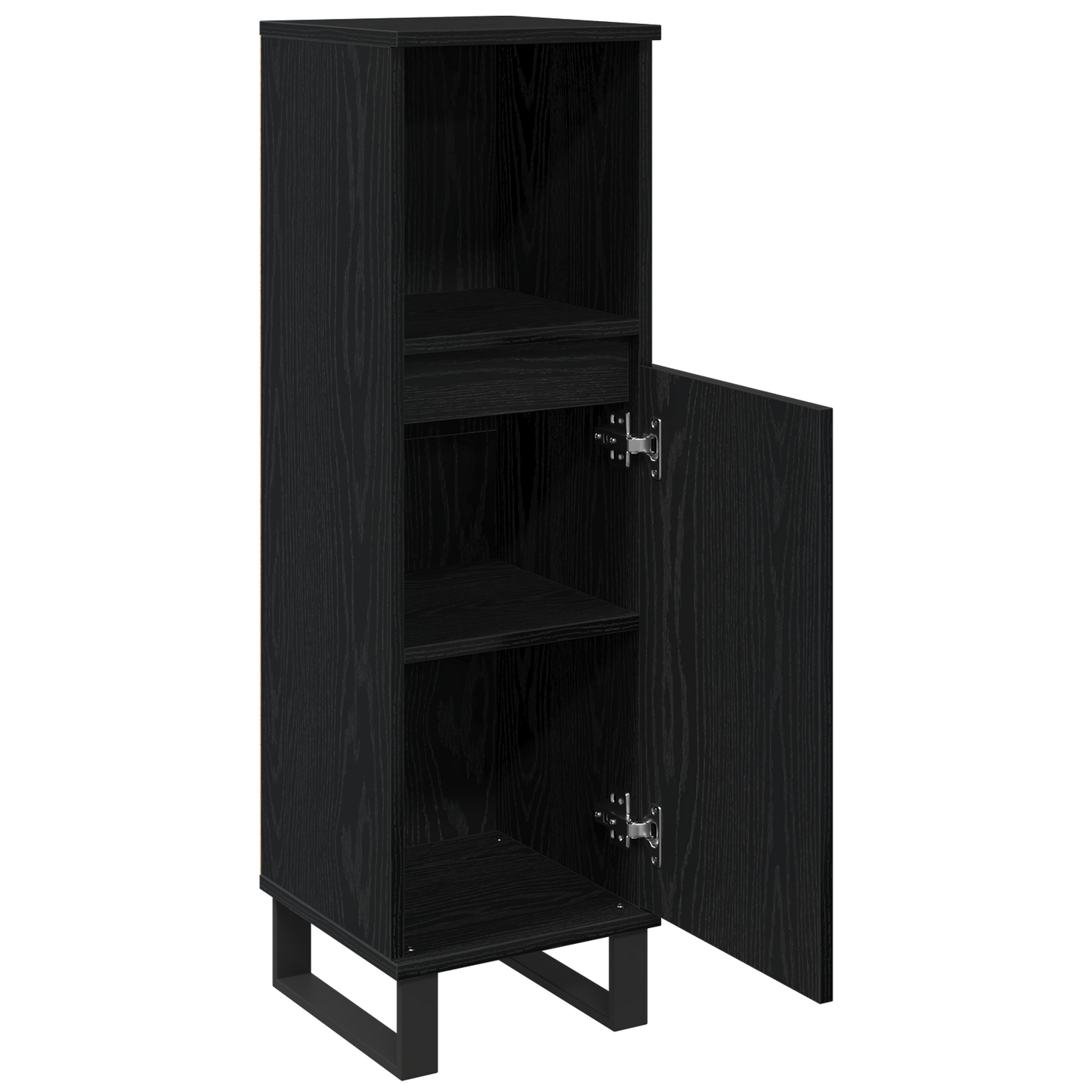 Baderomsskap Svart Eik 30x30x100 cm Konstruert Tre