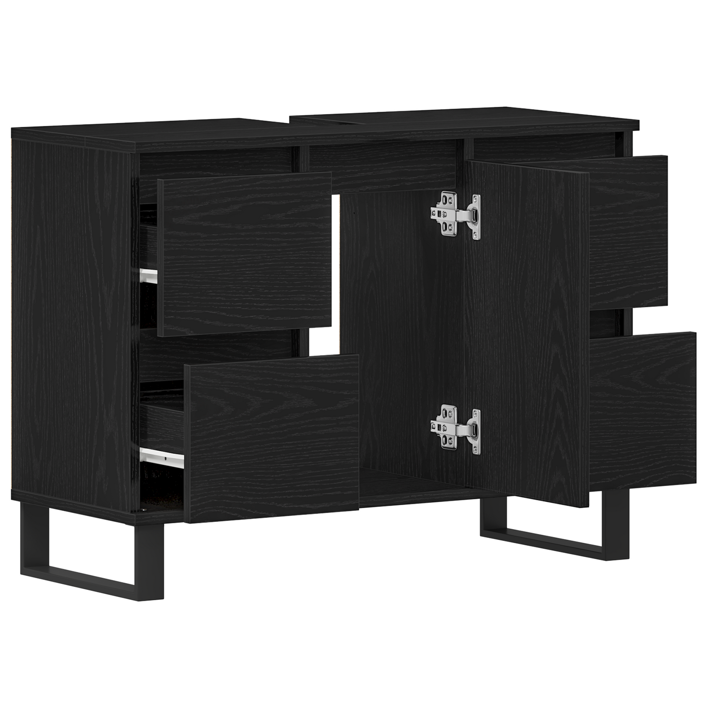 Baderomssinkskap Svart Eik 80x33x60 cm Konstruert tre