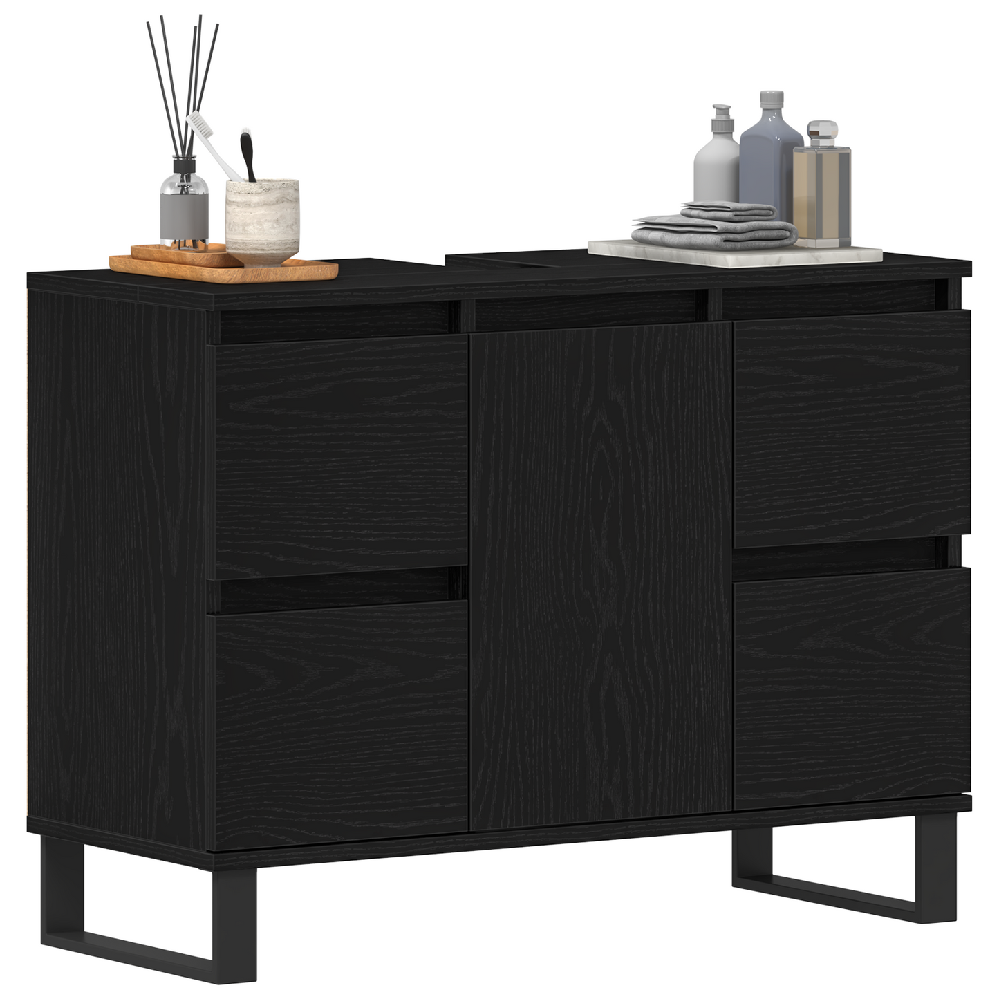 Baderomssinkskap Svart Eik 80x33x60 cm Konstruert tre