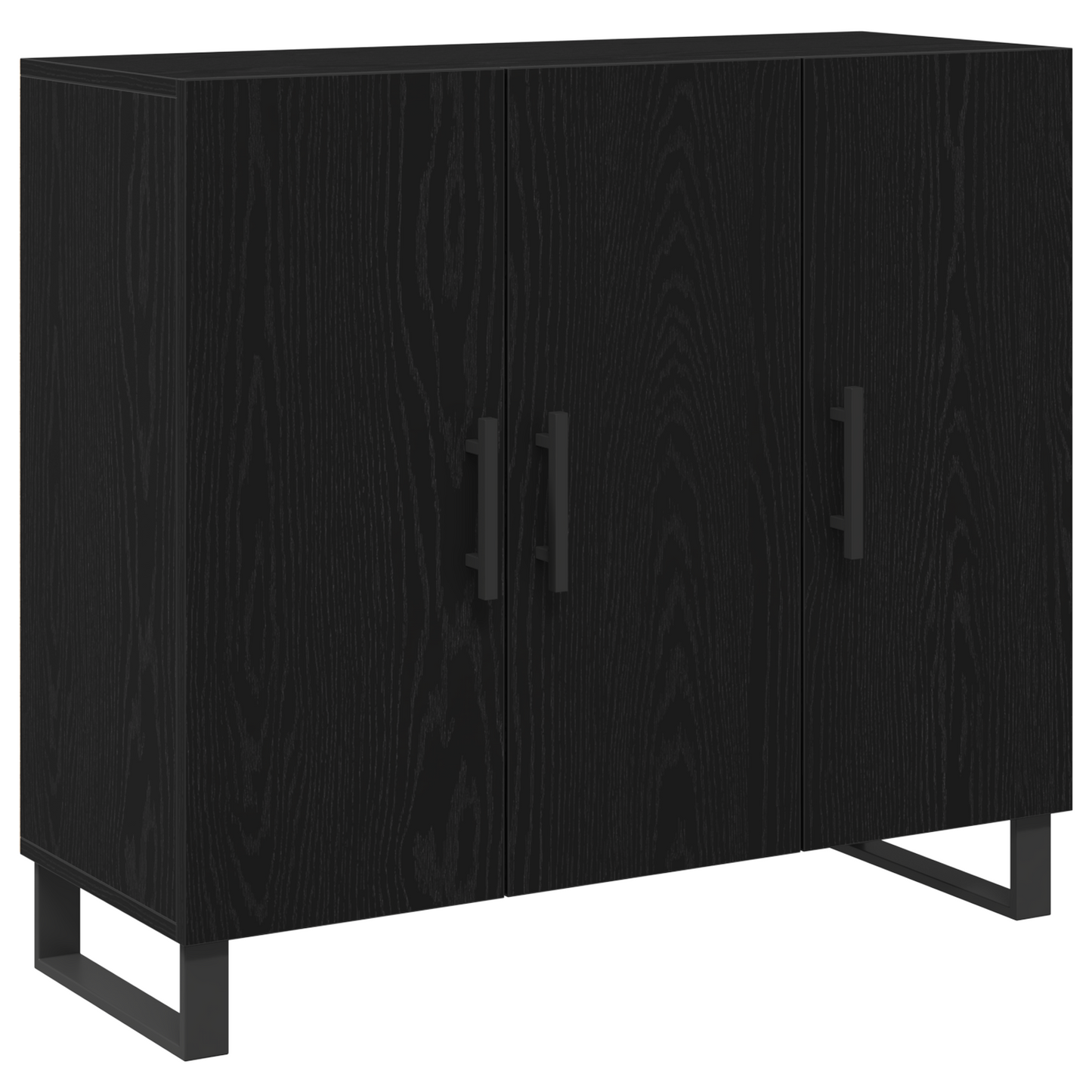 Skjenk Svart Eik med 3 Dører 90x34x80 cm