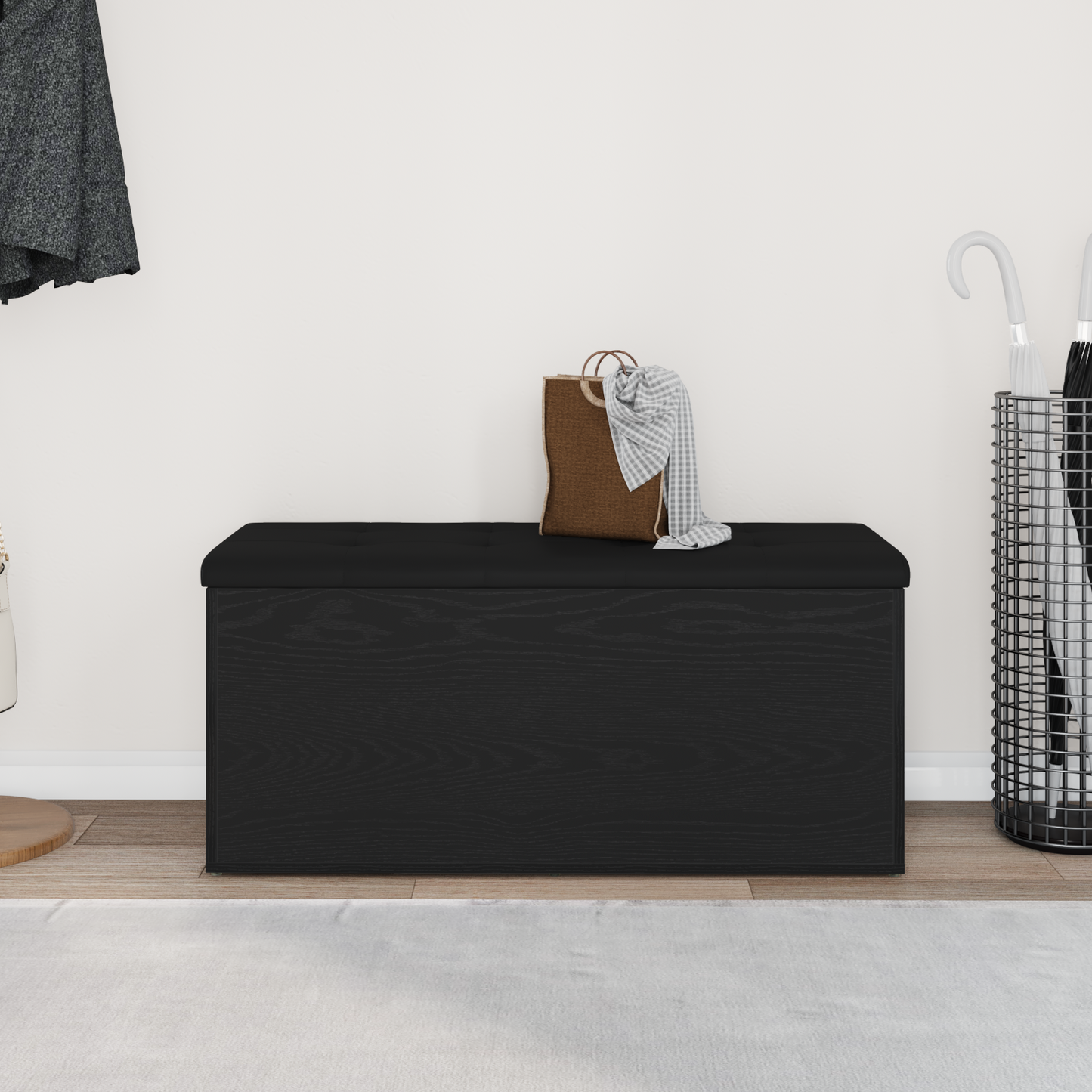 Oppbevaringsbenk Svart Eik 100x40x45 cm Ingeniørtre