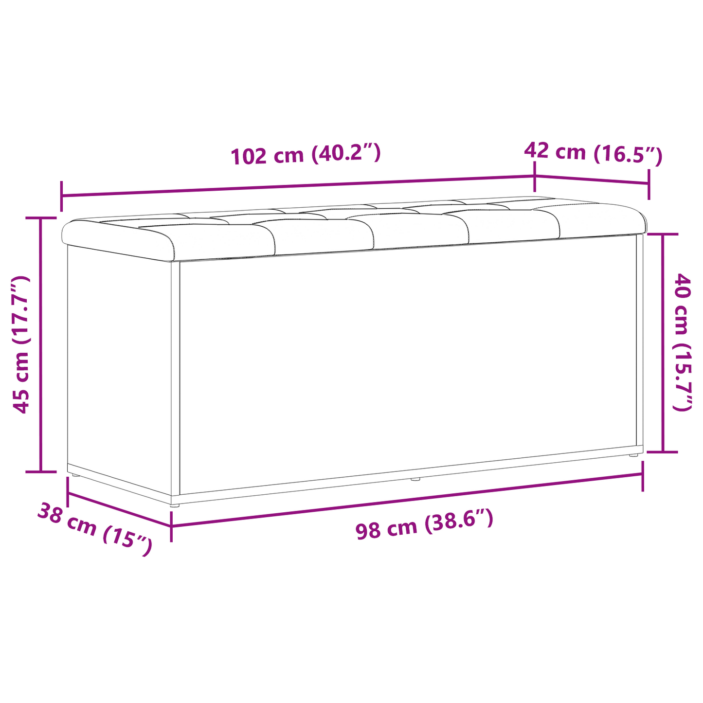Oppbevaringsbenk Svart Eik 100x40x45 cm Ingeniørtre