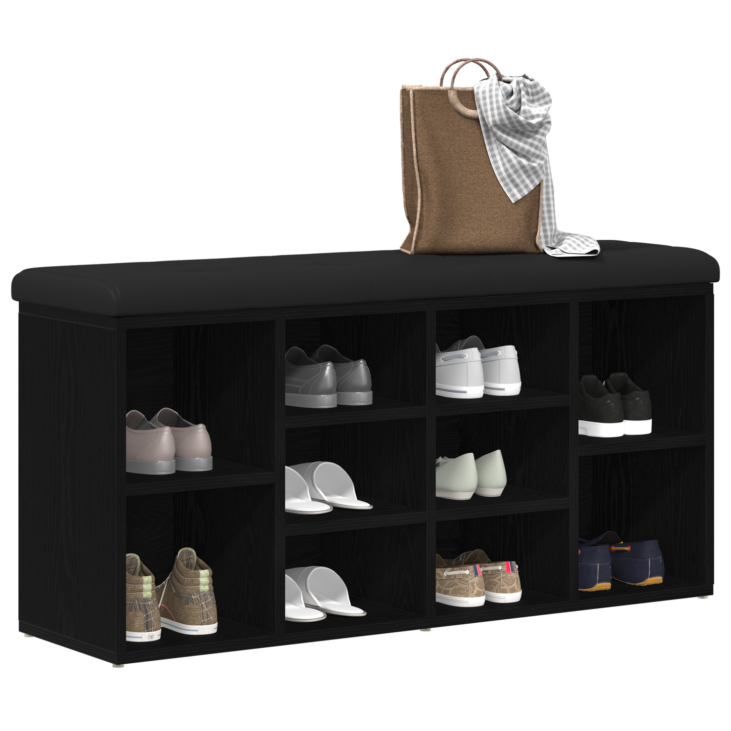 Oppbevaringsbenk Svart Eik 100x30x48 cm Konstruert Tre